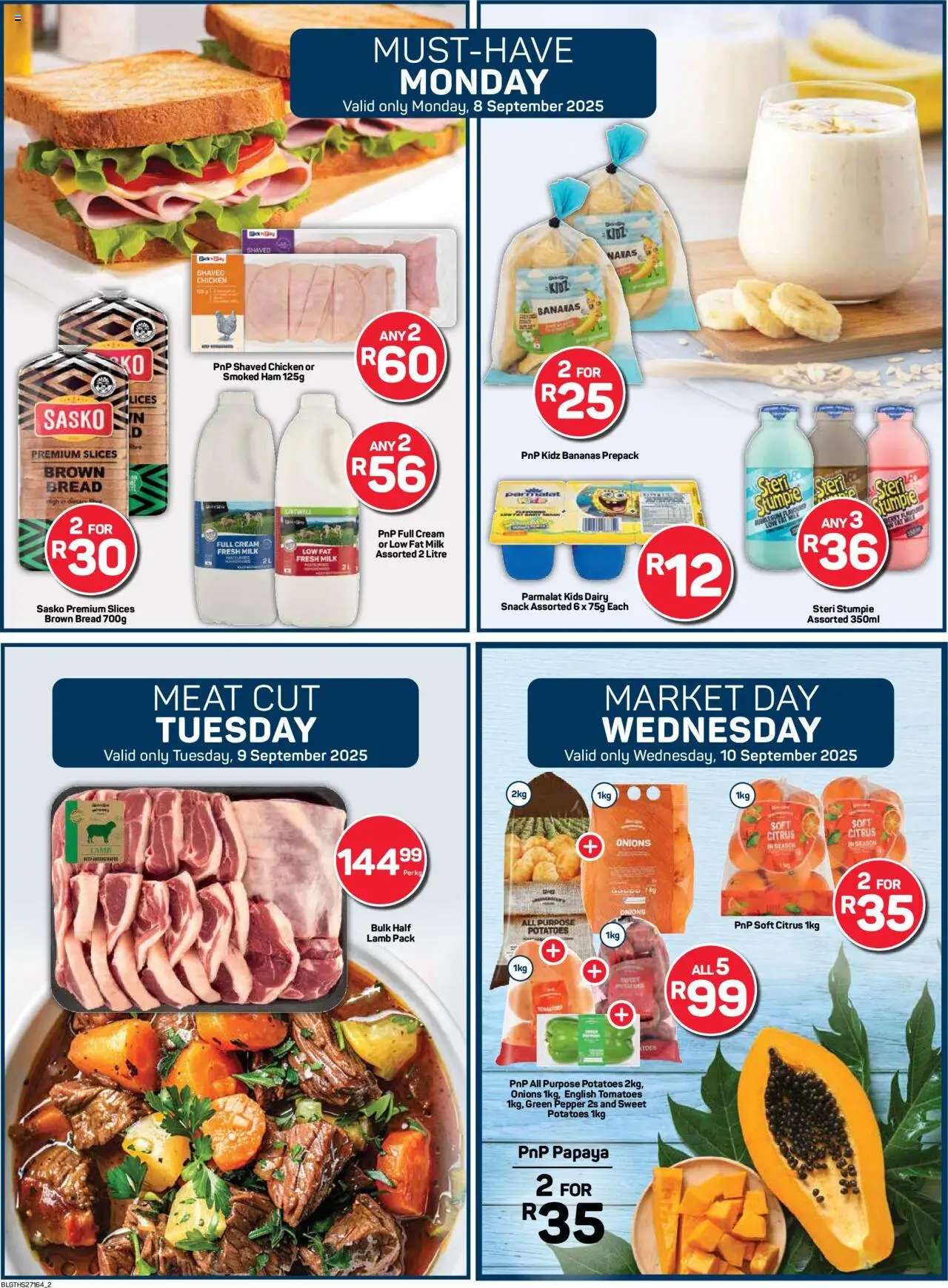 New Pick n Pay catalogue – valid from 08.09.2025 | Page: 2 | Products: Bread, Ham, Chicken, Onions