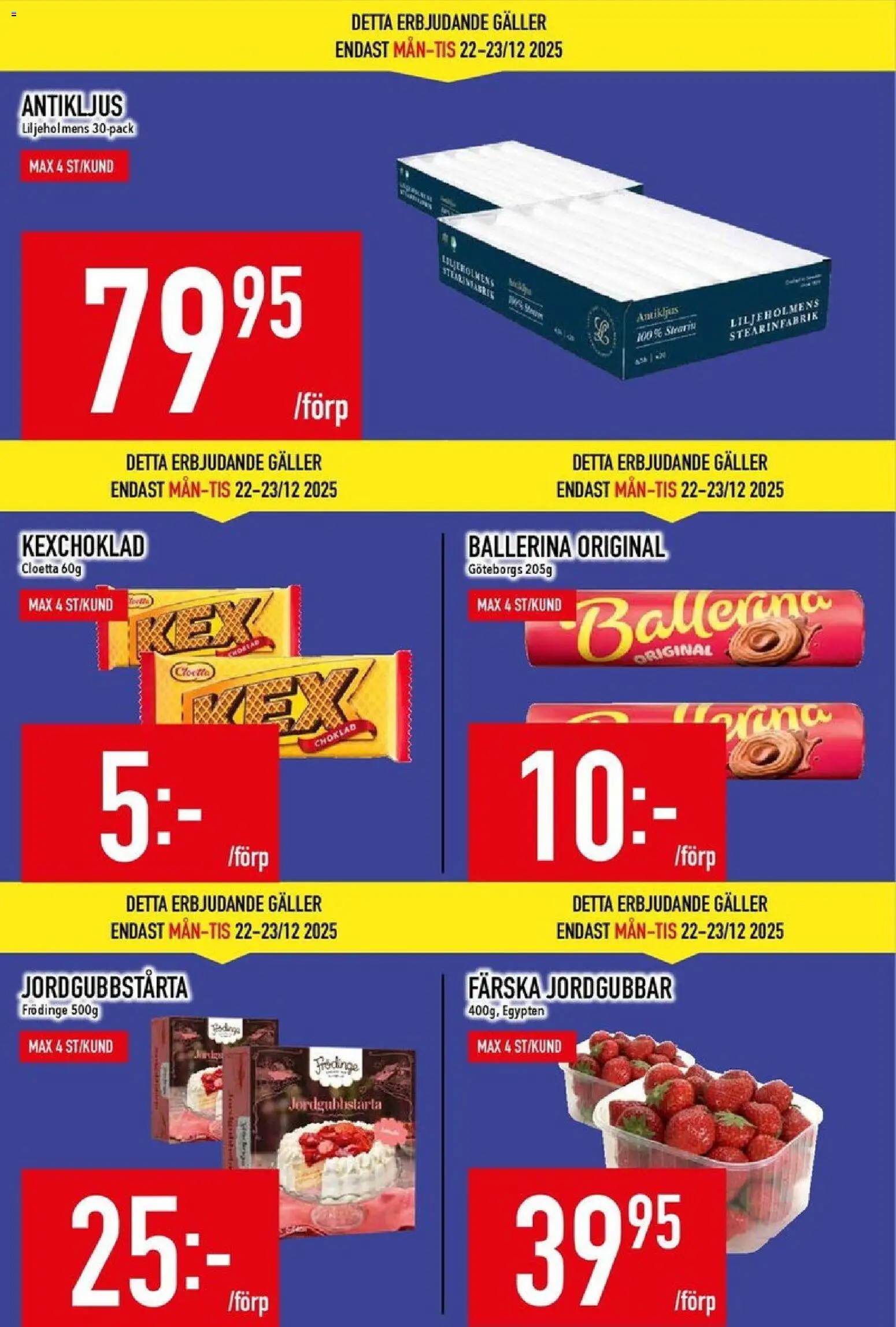 Matdax reklamblad aktuell från 22.12.2025 | Sida: 6 | Produkter: Ballerina, Galler, Choklad, Jordgubbar