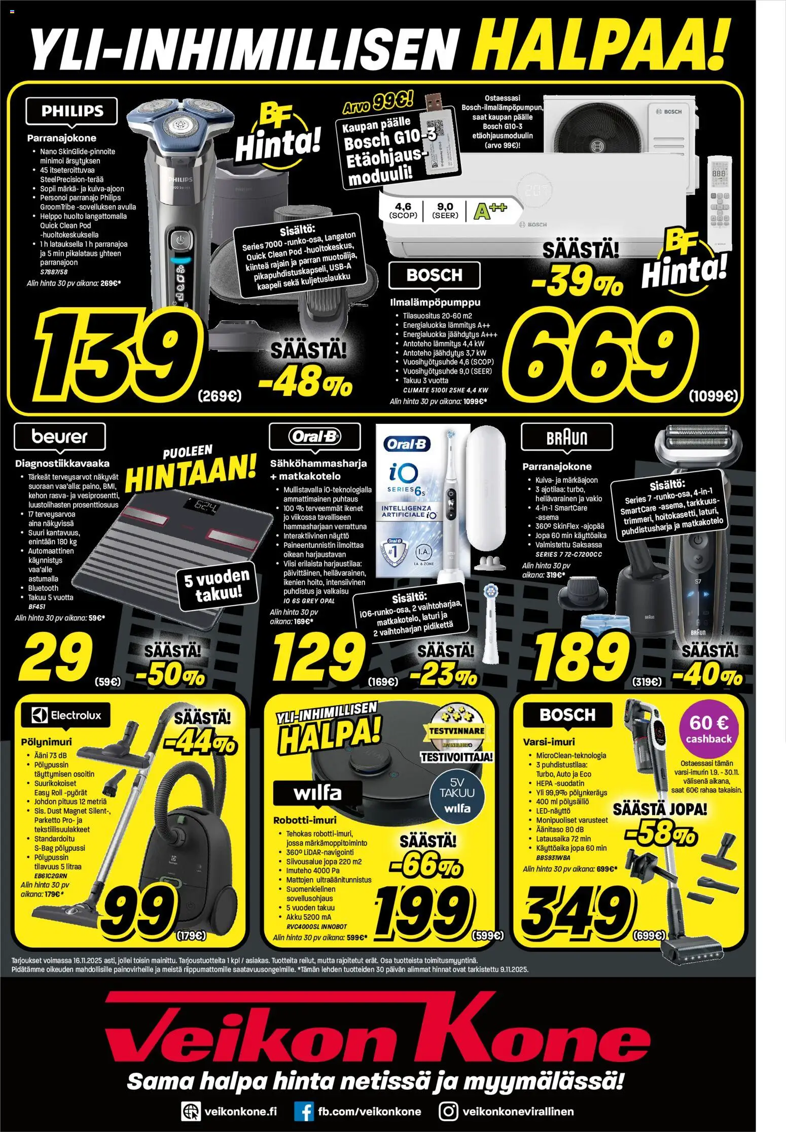 Veikon Kone - Black Friday – voimassa 10.11.2025 alkaen | Sivu: 8 | Tuotteet: Parranajokone, Akku, Näyttö, Kaapeli