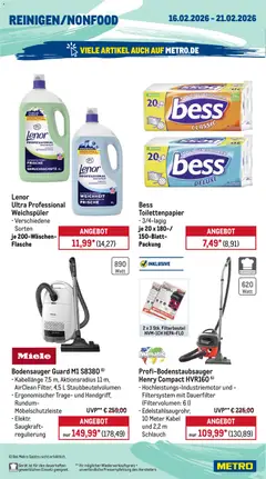 Metro Wochen-Angebote Gastro ab 16.02.2026 gültig | Seite: 16 | Produkte: Lenor, Miele, Weichspüler, Toilettenpapier