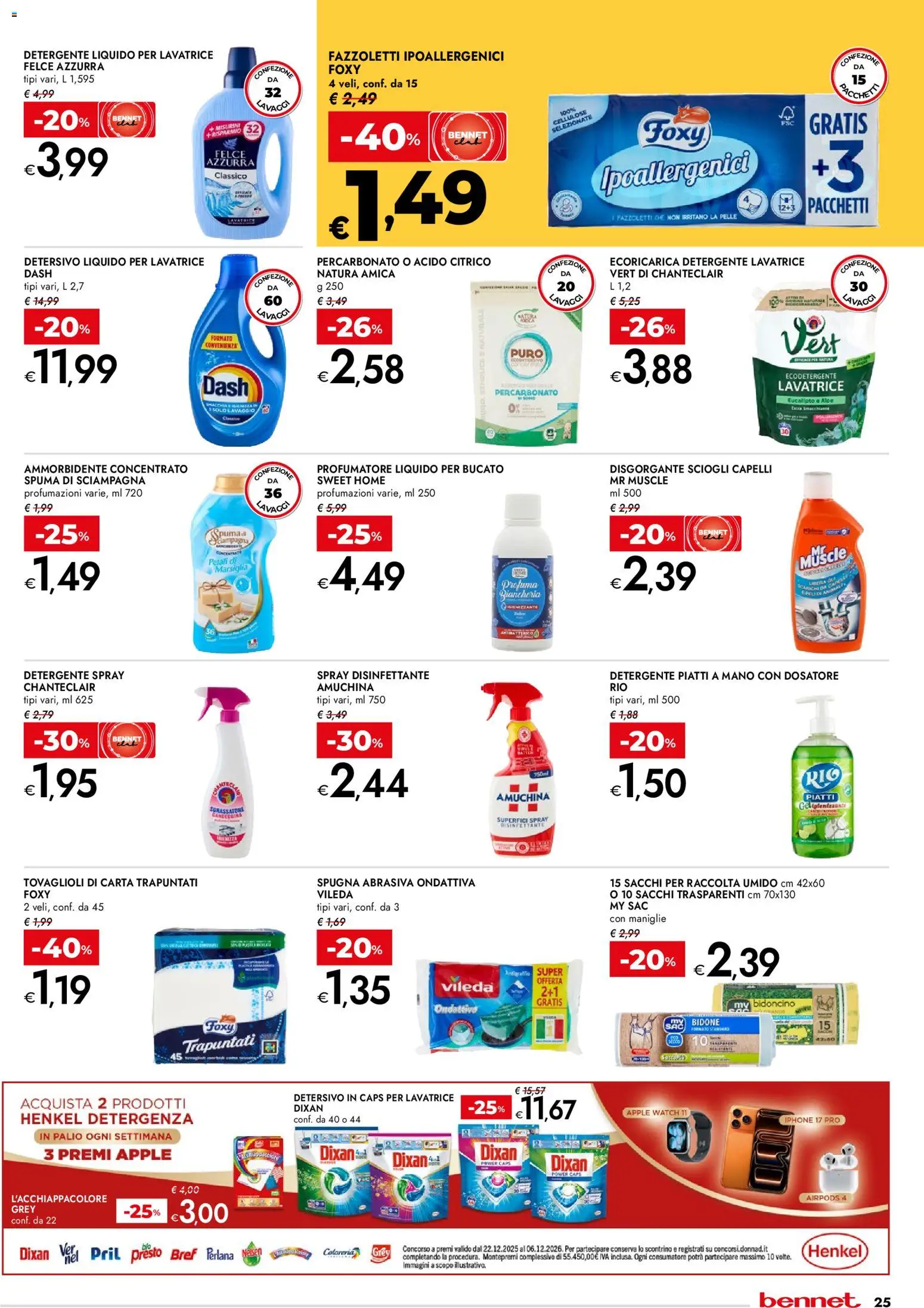 Volantino bennet del 12.02.2026 | Pagina: 25 | Prodotti: Ammorbidente, Detergente, Candeggina, Sgrassatore