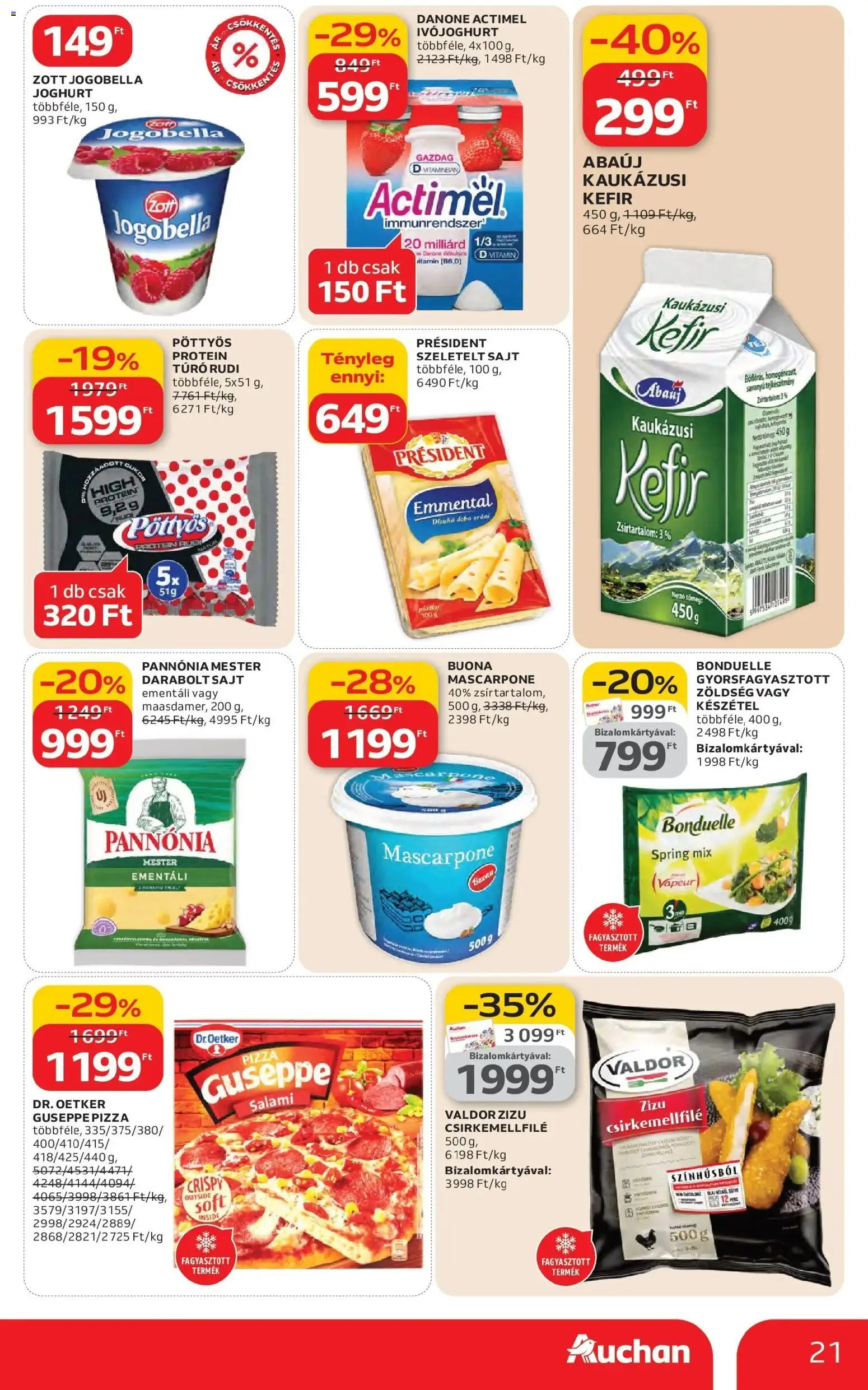 Auchan akciós ujság - amely érvényes a következő dátumtól: 26.02.2026 | Oldal: 21 | Termékek: Ivójoghurt, Túró rudi, Protein, Zöldség