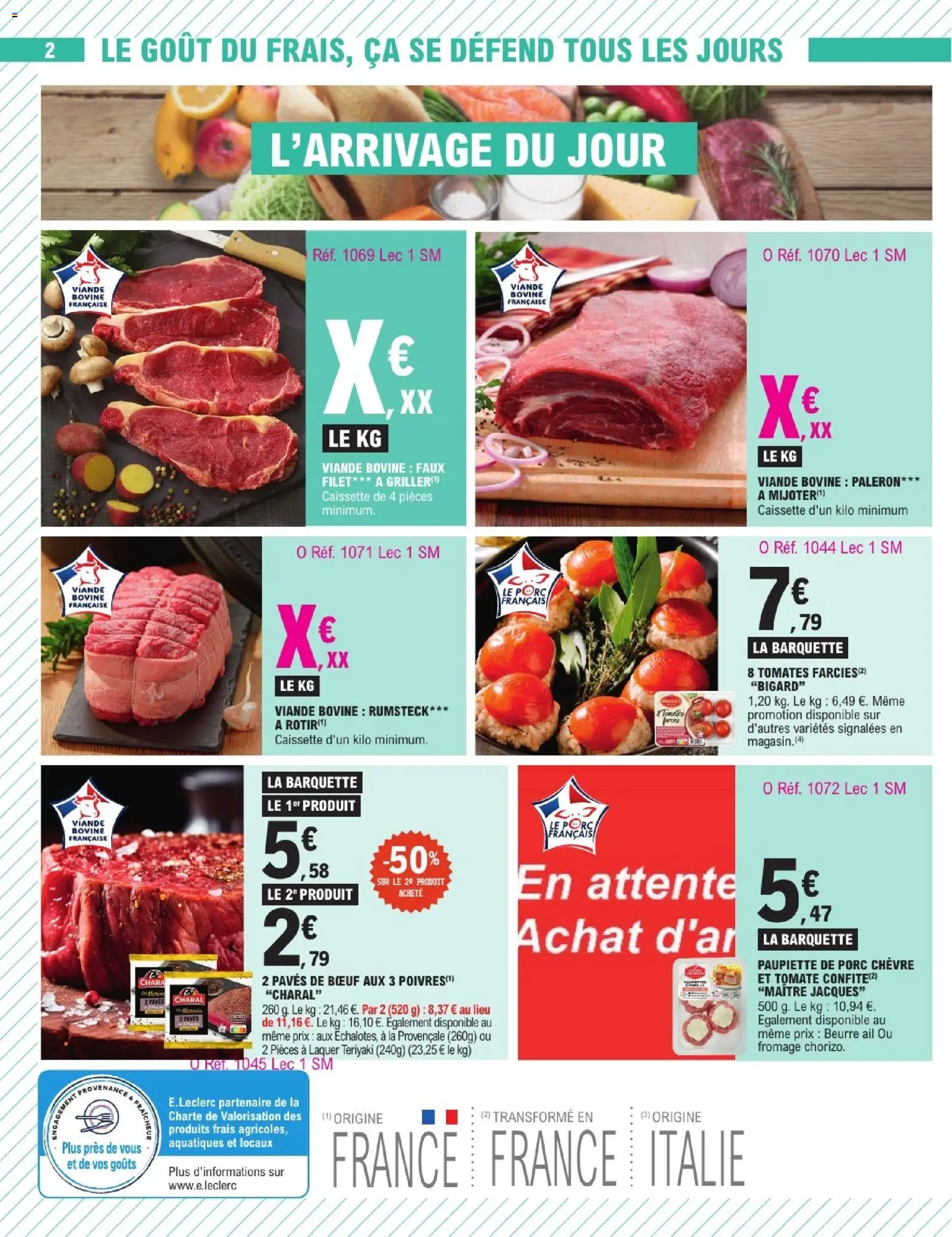 {H1} | Page: 2 | Produits: Beurre, Fromage, Rumsteck, Tomates