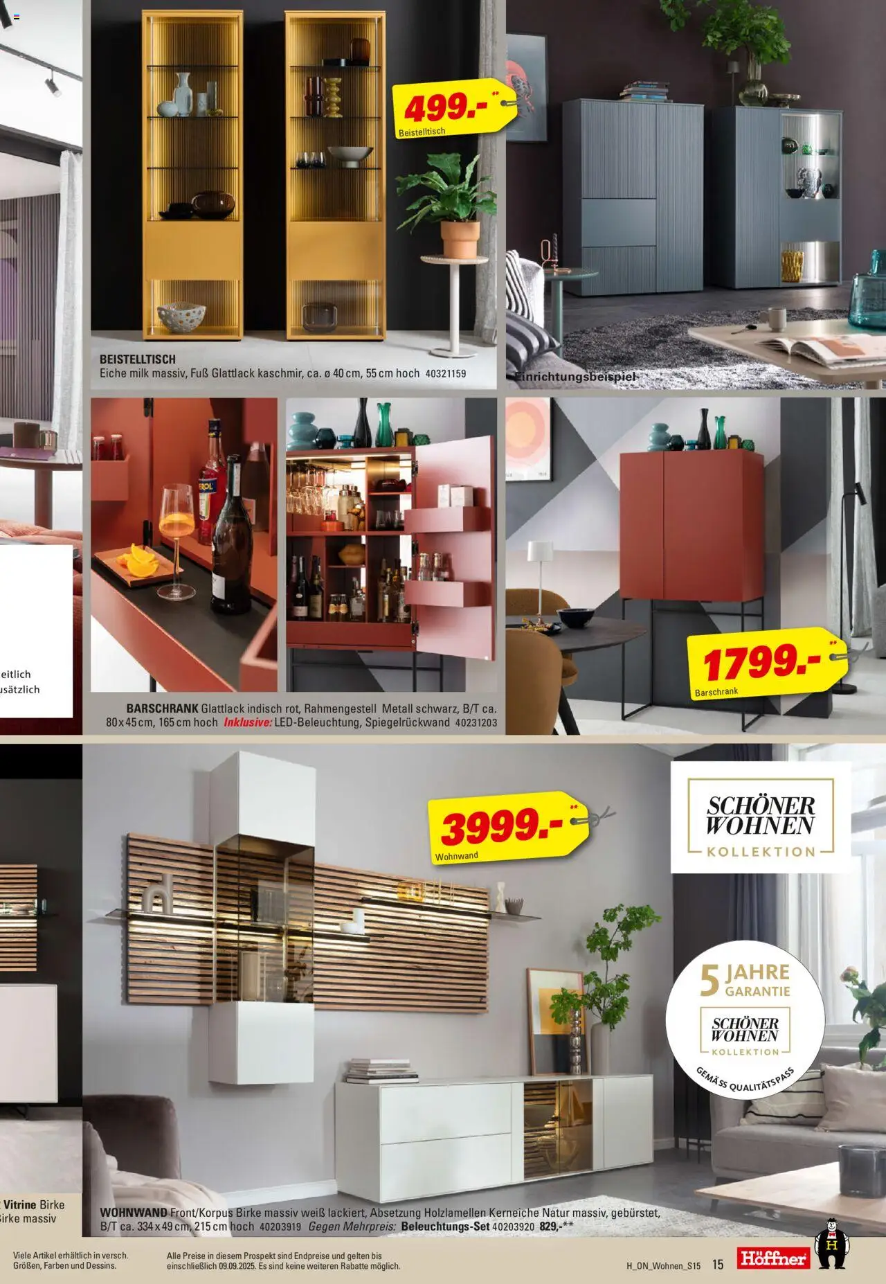 Höffner - Wohnen Spezial - gültig ab dem 13.08.2025 | Seite: 15 | Produkte: Wohnwand, Beistelltisch, Vitrine