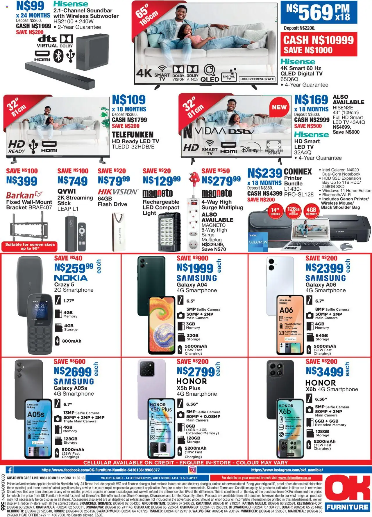 OK Furniture - Namibia Lowest Prices Specials │ valid from 20.08.2025 | Page: 4 | Products: Notebook, Printer, Battery, Subwoofer