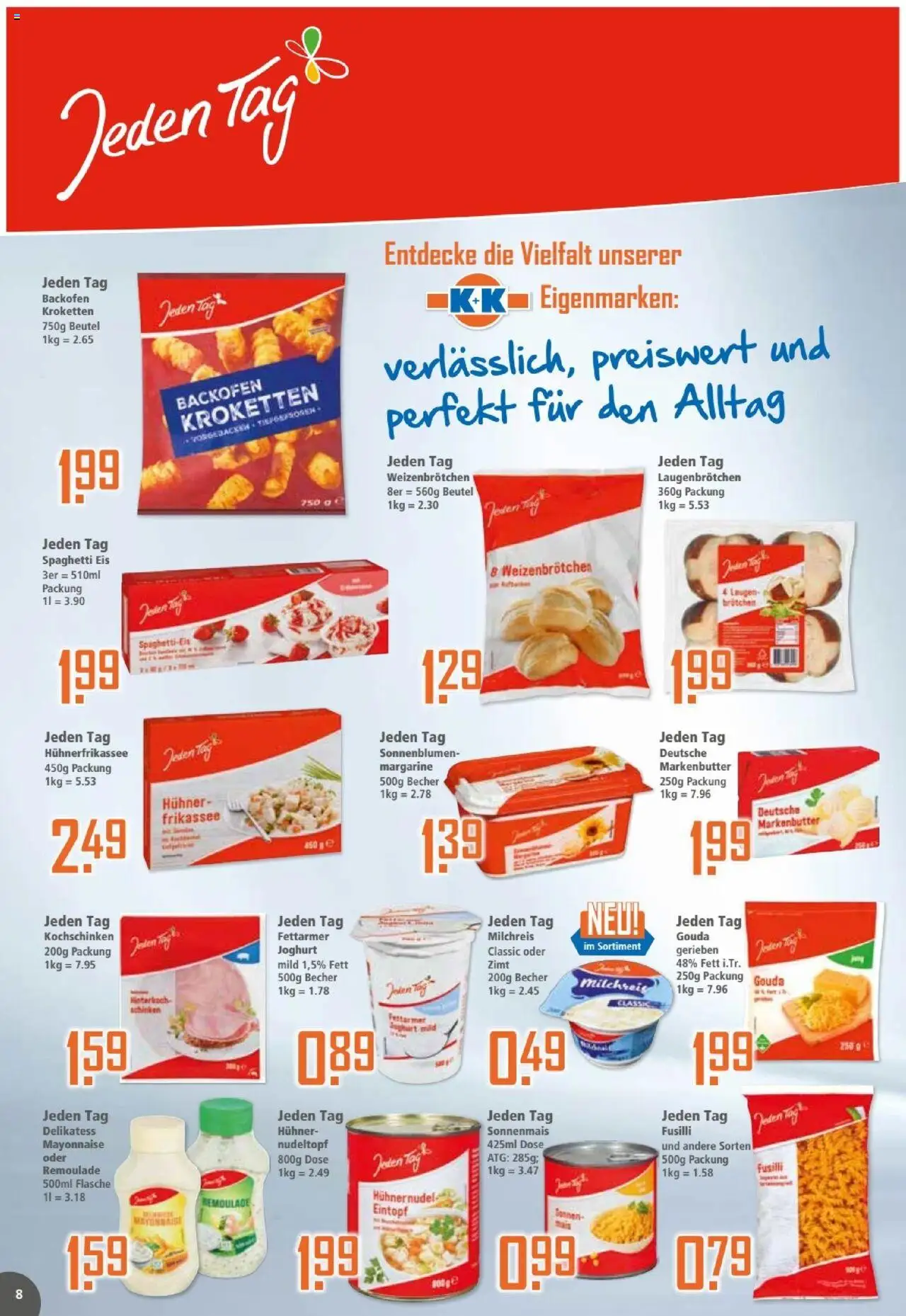 Klaas & Kock Prospekt – gültig ab 22.09.2025 | Seite: 8 | Produkte: Margarine, Joghurt, Gouda, Eis