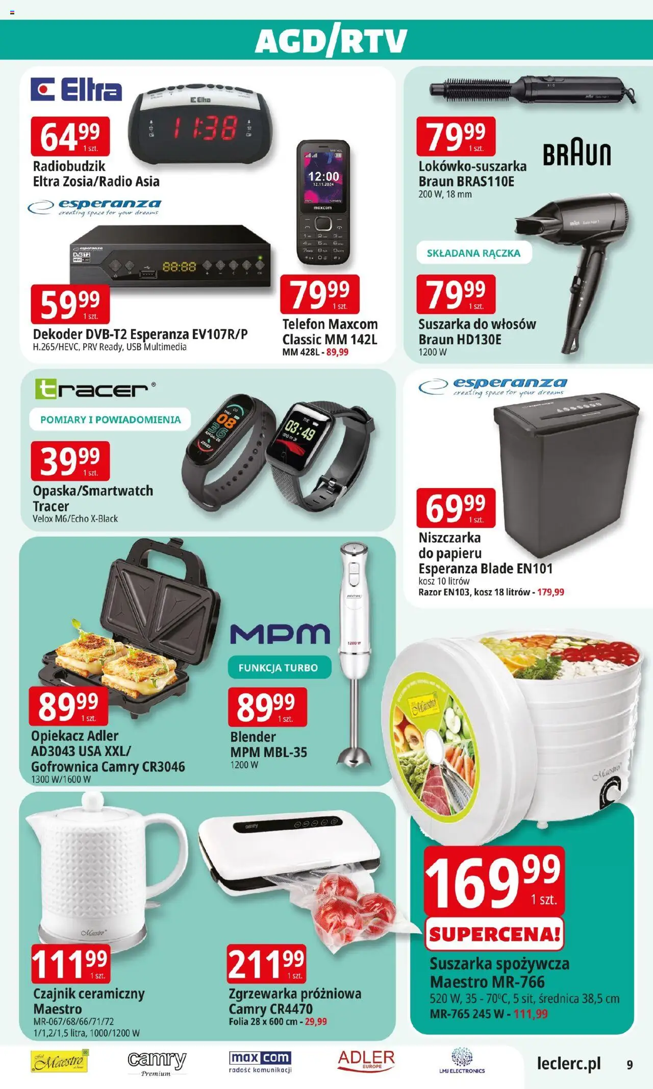 E.Leclerc Gazetka - Warszawa Jerozolimskie od 02.09.2025 | Strona: 8 | Produkty: USB, Niszczarka, Czajnik, Niszczarka do papieru