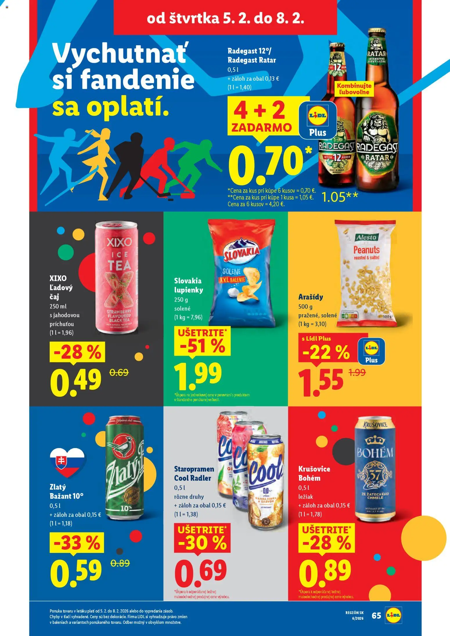 Nové Lidl akcie – leták je platný od 05.02.2026 | Strana: 31 | Produkty: Radegast, Krušovice, Zlatý Bažant, Arašidy