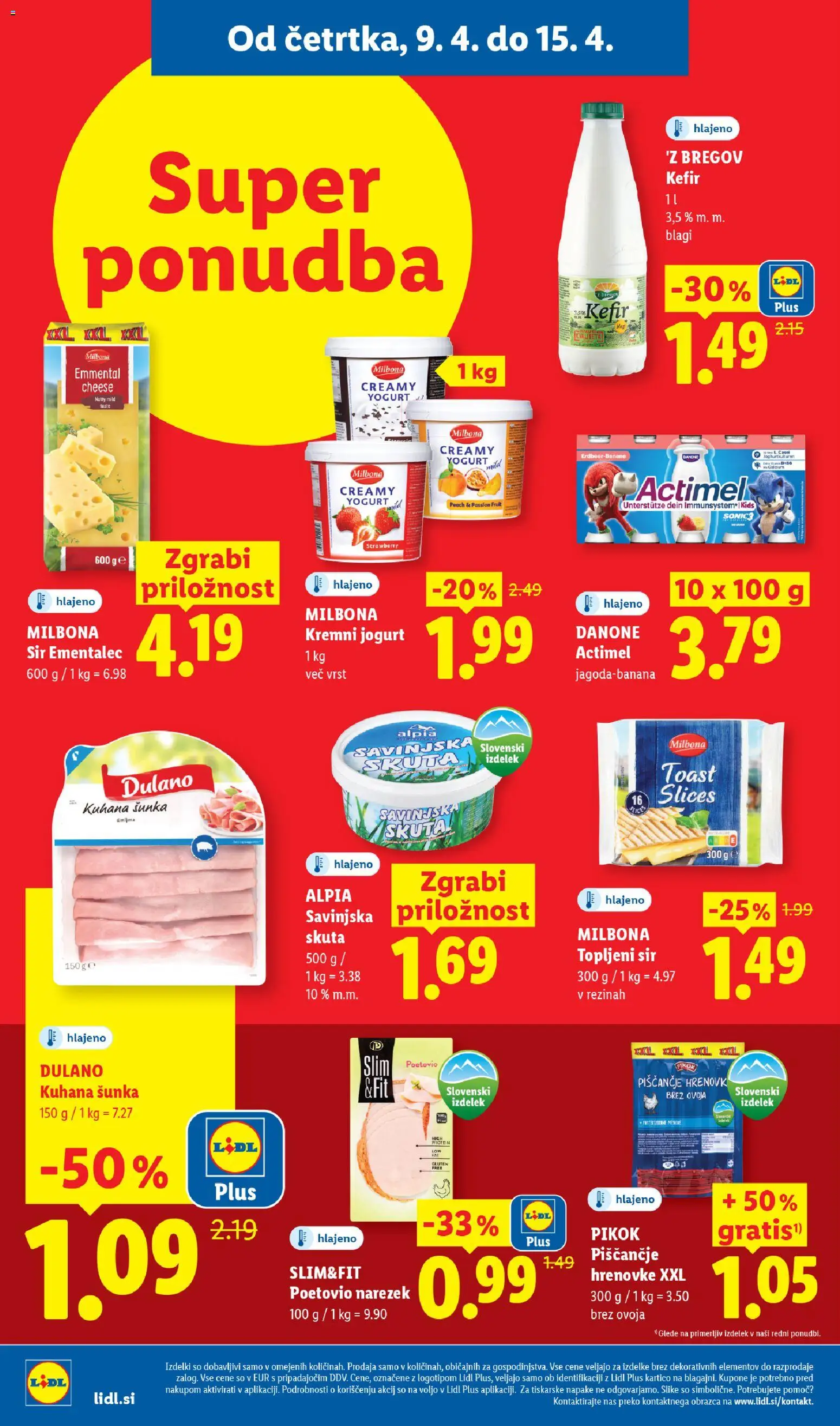 Novi Lidl katalog ponudbe – veljaven od 09.04.2026 | Stran: 6 | Izdelki: Topljeni sir, Kefir, Sunka, Skuta