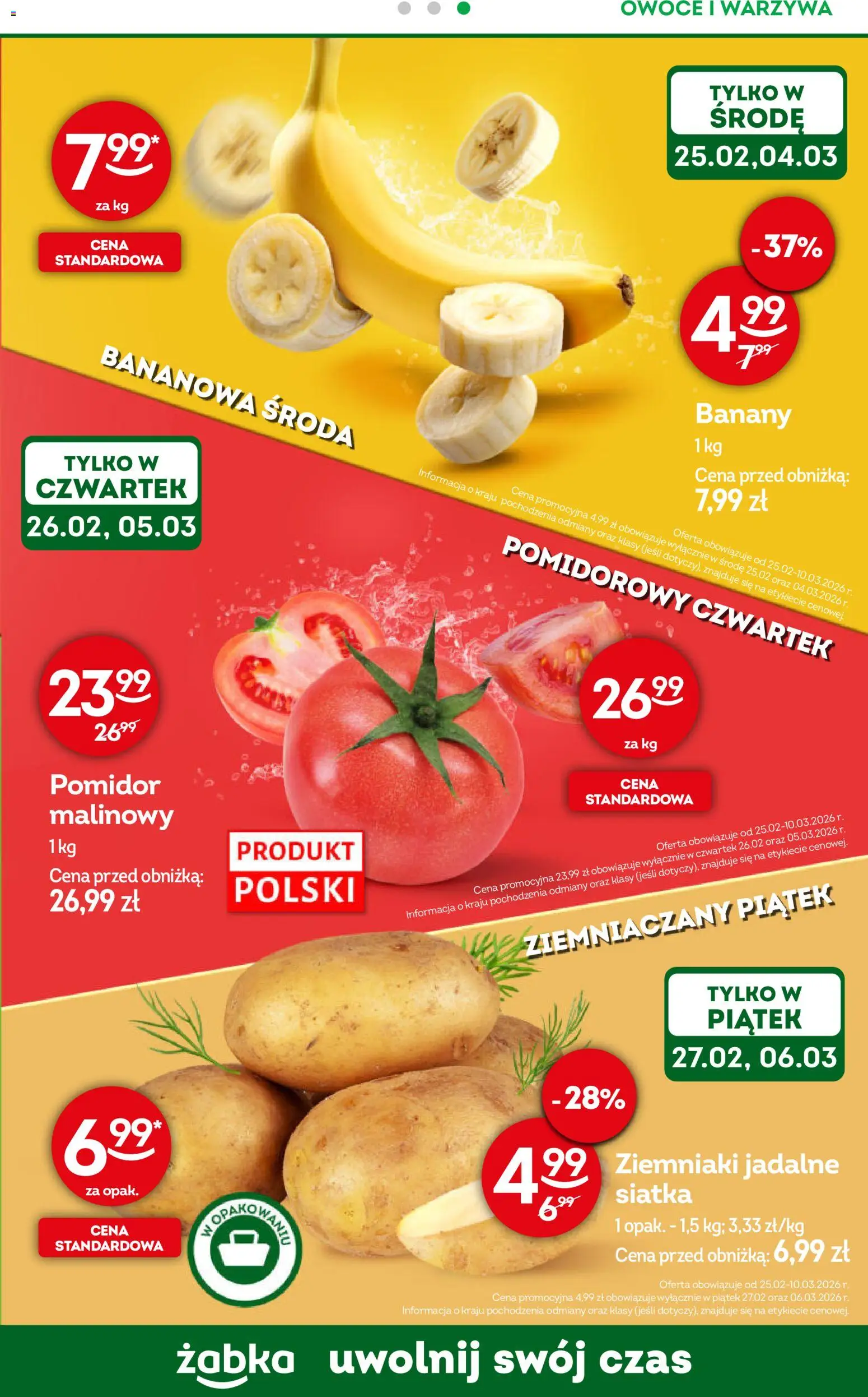 Żabka Gazetka - Codzienne produkty od 25.02.2026 | Strona: 5 | Produkty: Siatka, Banany, Ziemniaki, Warzywa