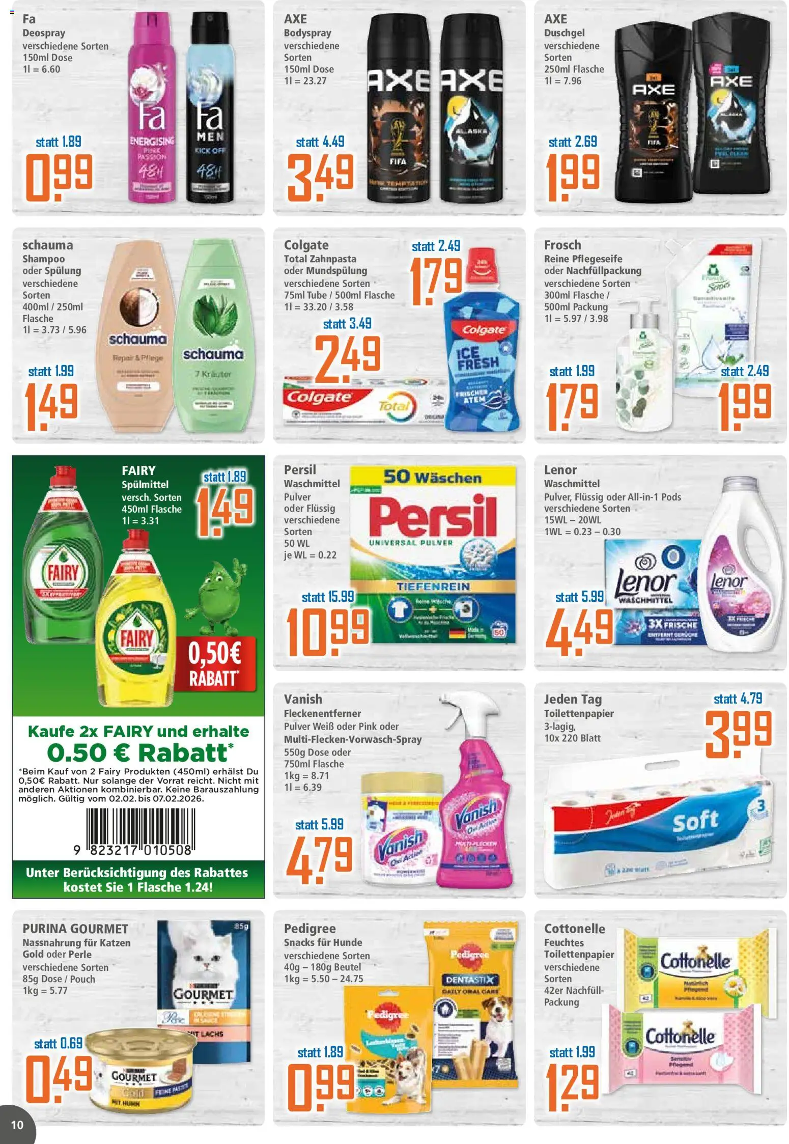 Klaas & Kock Prospekt 	 – gültig ab 02.02.2026 | Seite: 10 | Produkte: Fleckenentferner, Waschmittel, Axe, Toilettenpapier