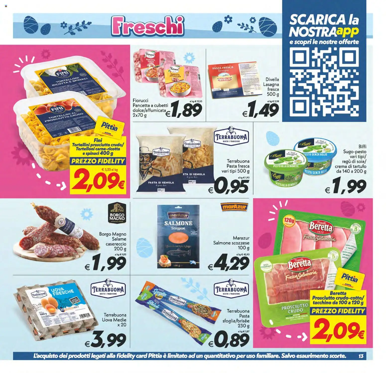 Volantino SuperConveniente del 27.03.2026 | Pagina: 13 | Prodotti: Uova, Salame, Pasta, Spinaci