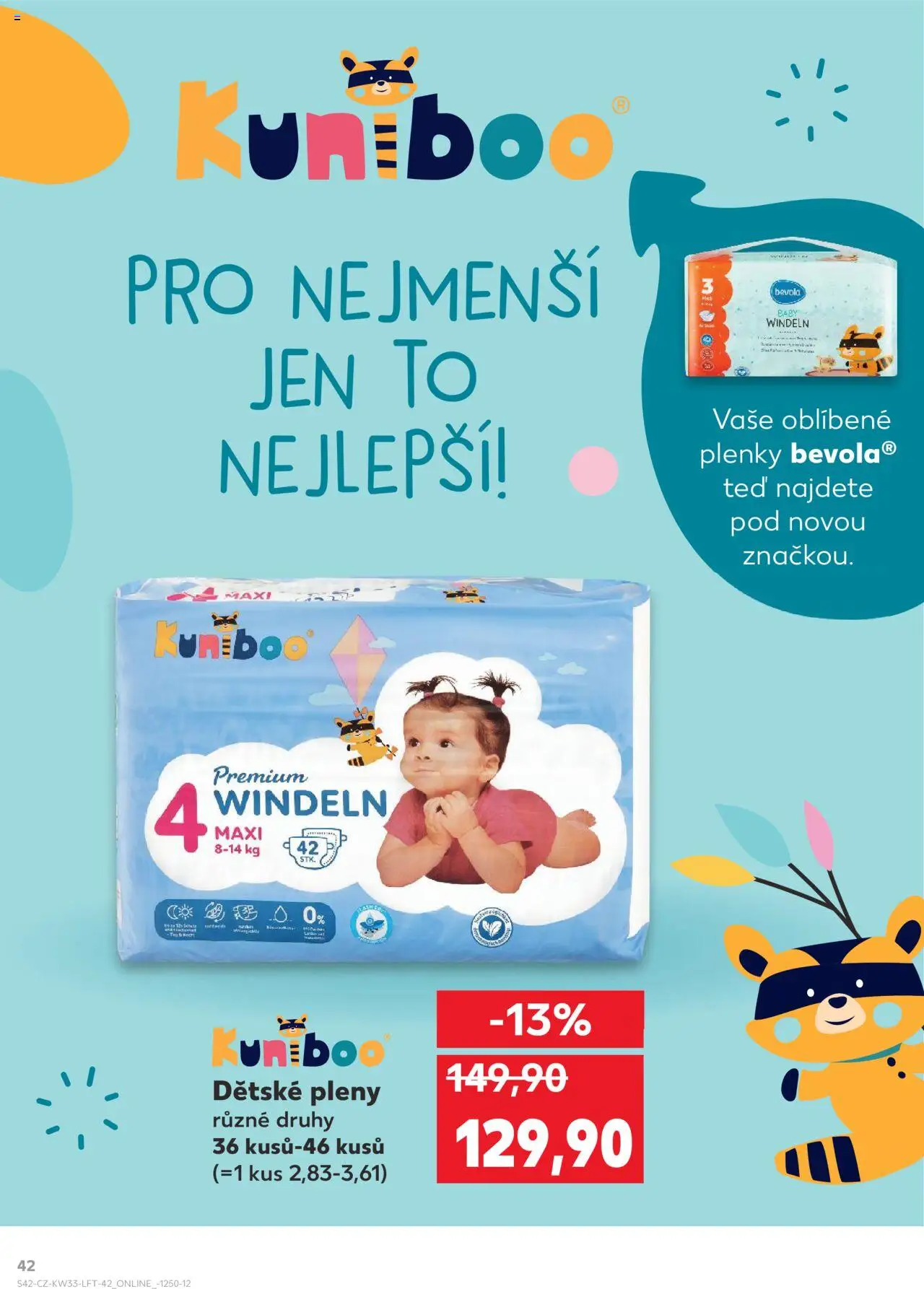 Kaufland leták - Brno od 13.08.2025 | Strana: 42 | Produkty: Bevola, Dětské pleny, Plenky, Pleny