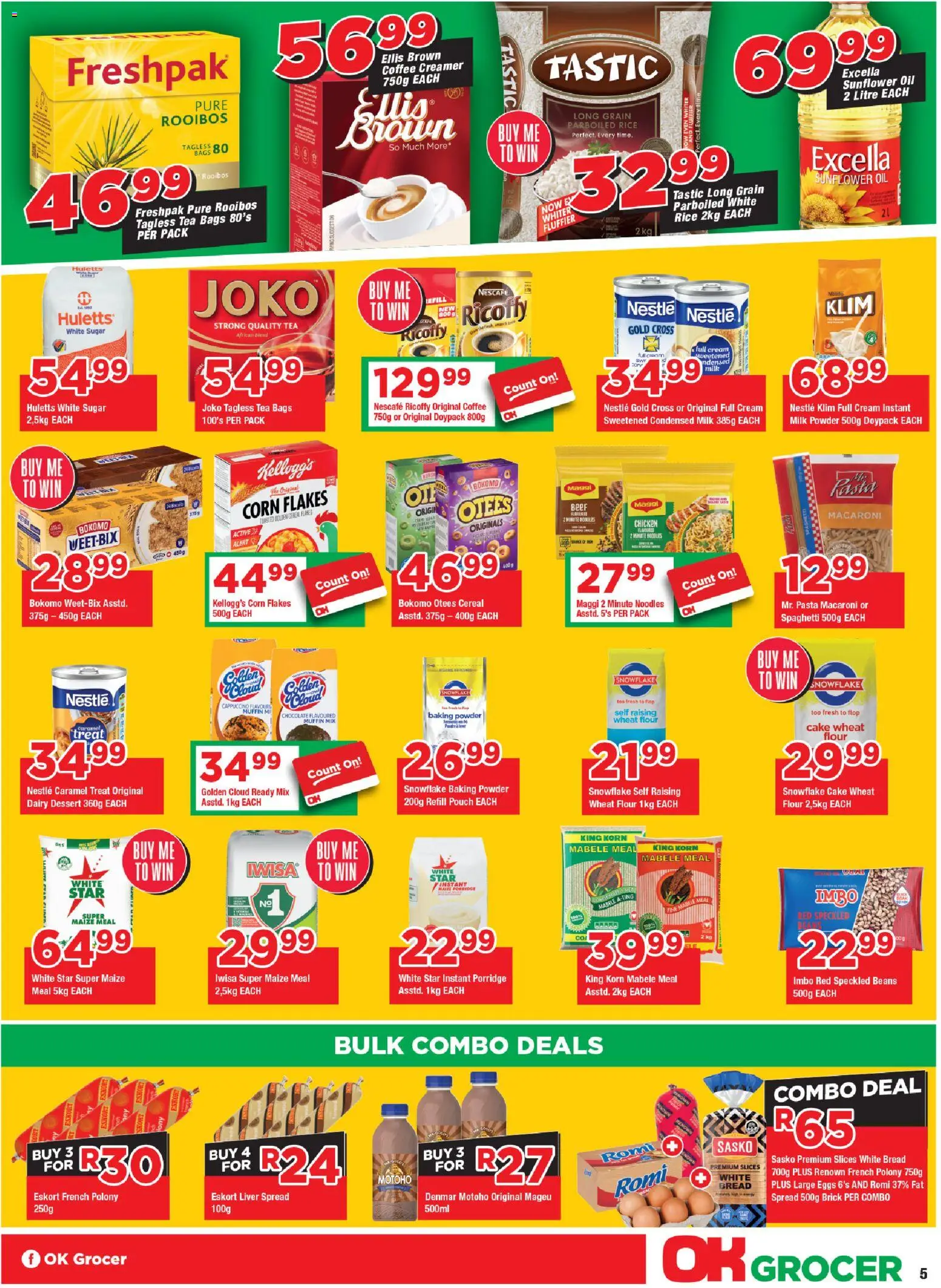 New OK Foods catalogue – valid from 24.10.2025 | Page: 5 | Products: Beans, Drone, Flakes, Sugar