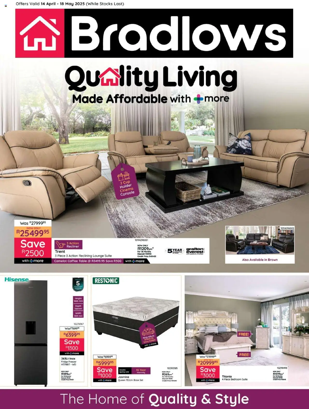 Bradlows Specials │ valid from 14.04.2025 | Page: 1 | Products: Freezer, Coffee table, Fridge, Coffee