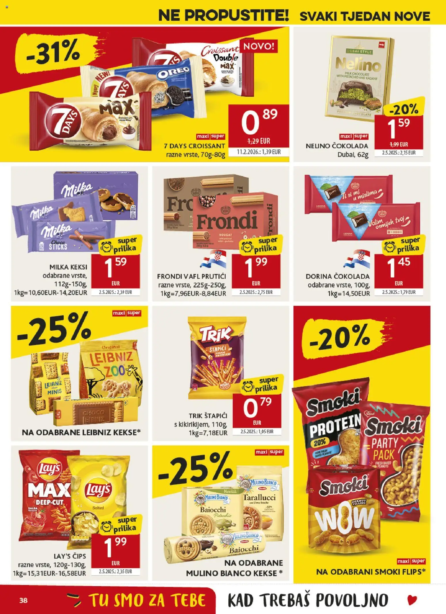 Konzum katalog | vrijedi od 11.03.2026 | Stranica: 38 | Proizvodi: Dorina, Keksi, Čips, Milka