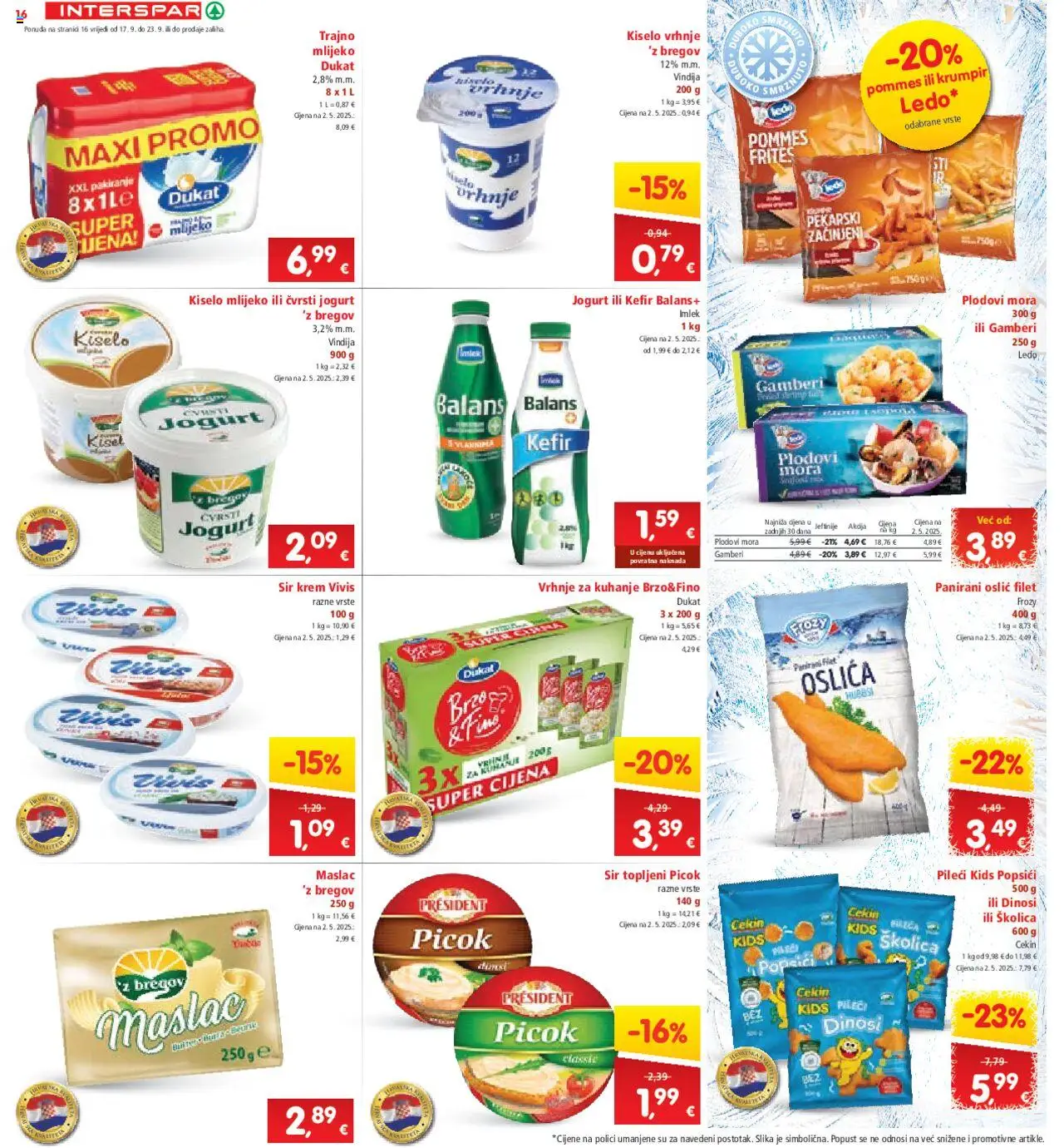 Interspar katalog | vrijedi od 17.09.2025 | Stranica: 18 | Proizvodi: Vrhnje za kuhanje, Mlijeko, Pommes frites, Krumpir