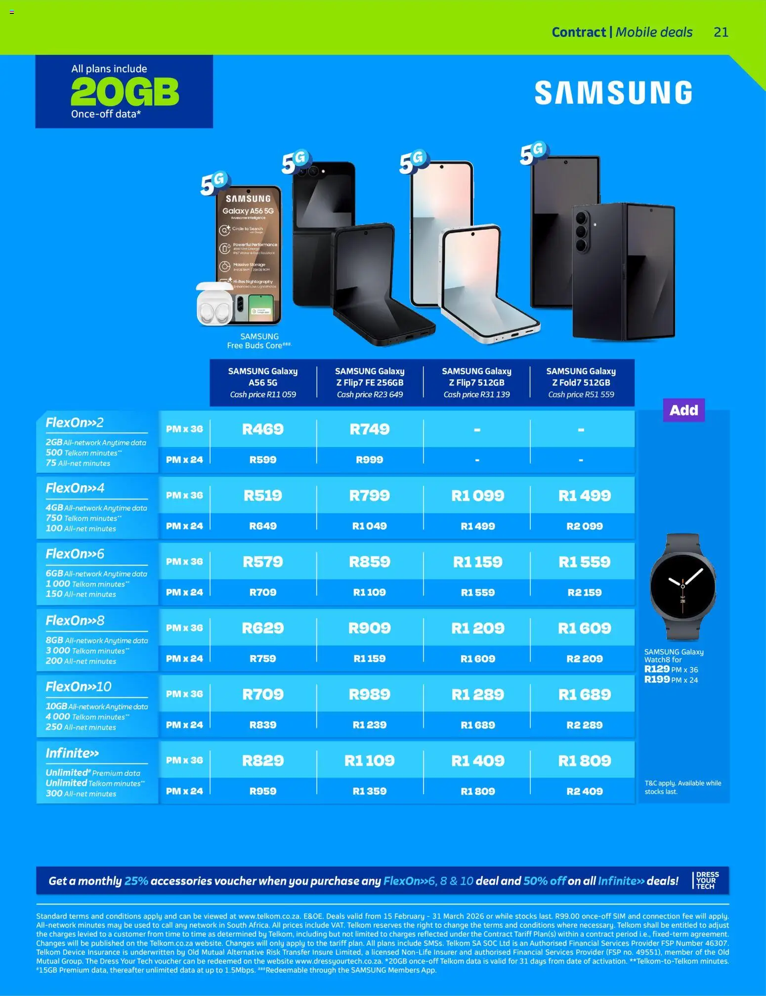 New Telkom catalogue – valid from 15.02.2026 | Page: 21 | Products: Dress, Data, Sim, Light