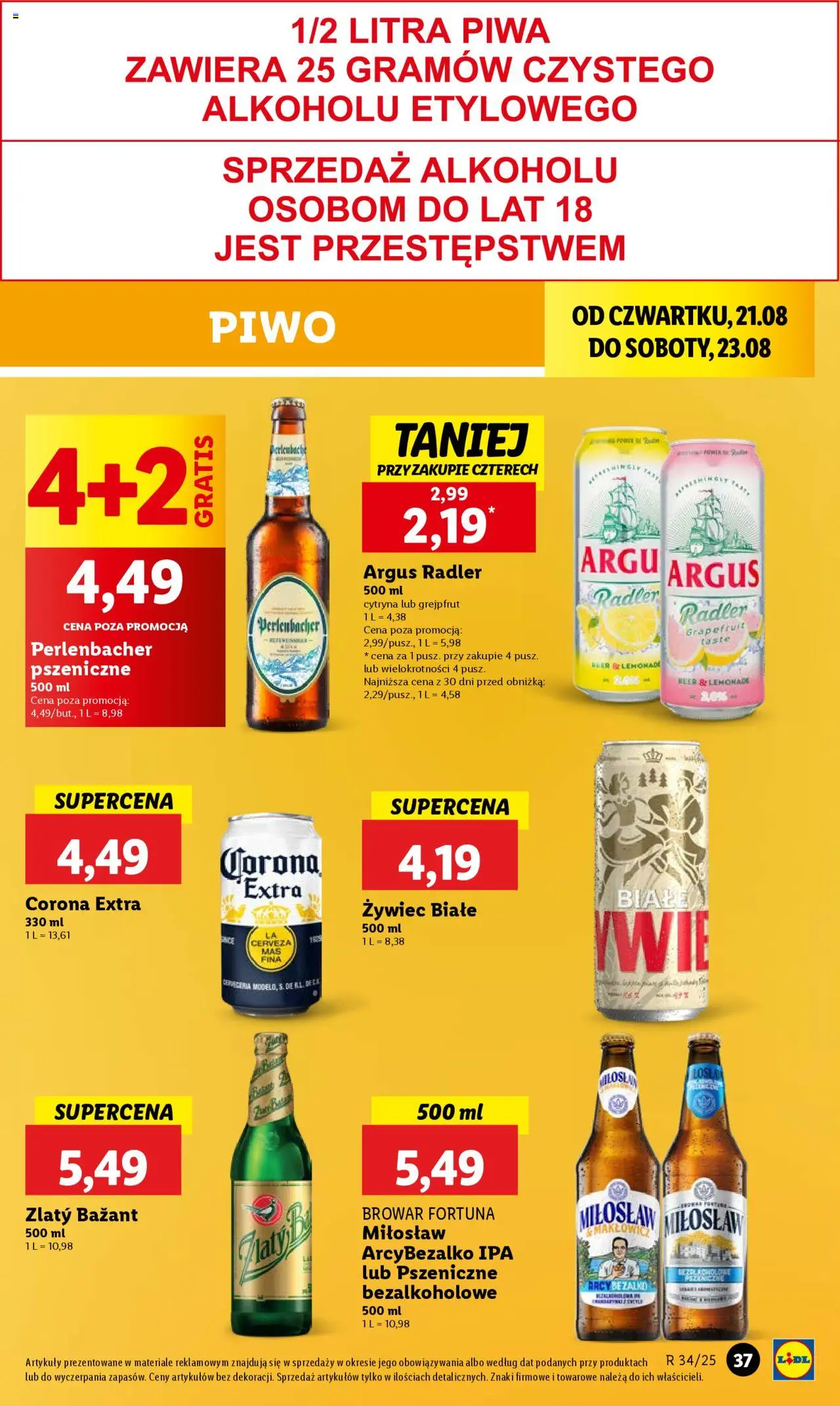 Lidl Gazetka od 21.08.2025 | Strona: 45 | Produkty: Cytryna, Piwo, Grejpfrut