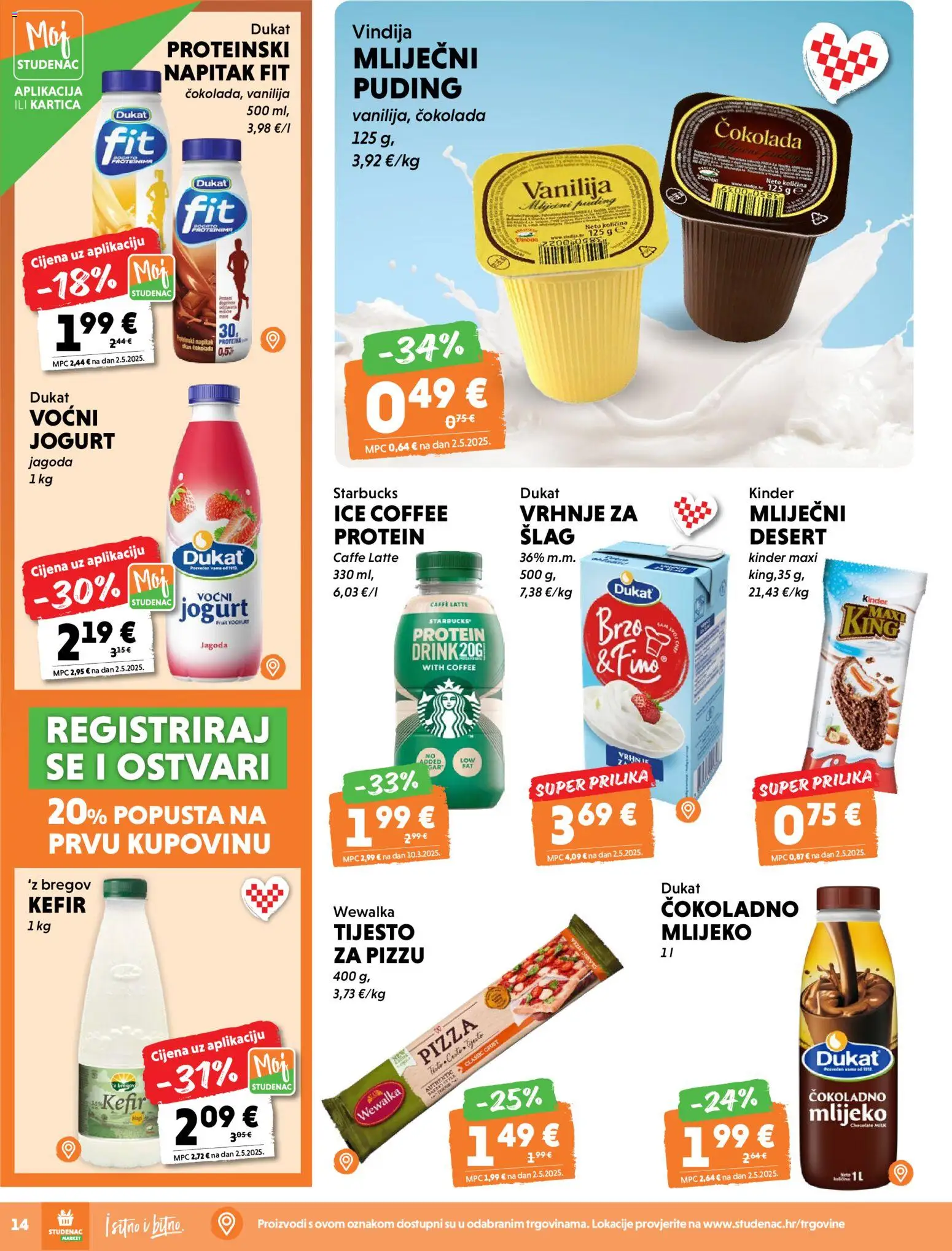 Studenac katalog | vrijedi od 22.04.2026 | Stranica: 14 | Proizvodi: Vindija, Puding, Pizza, Kefir