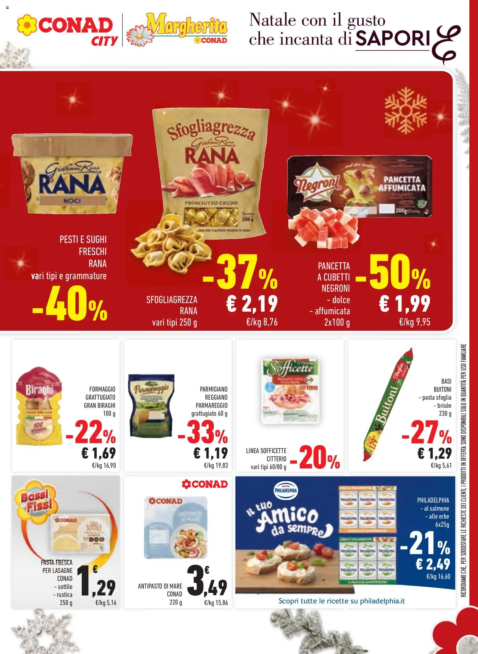 Volantino Conad del 15.12.2025 | Pagina: 19 | Prodotti: Salmone, Prosciutto, Pasta, Parmigiano reggiano
