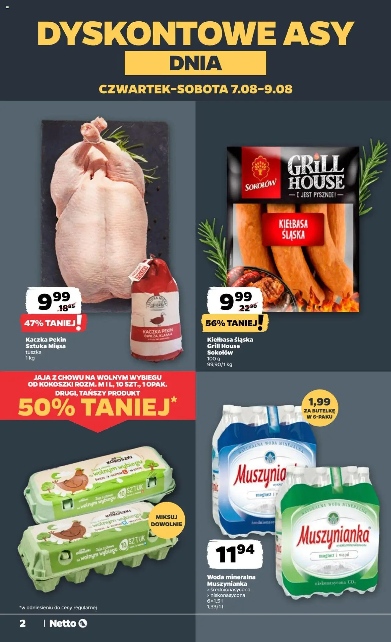 Netto gazetka - Spożywcza od 07.08.2025 | Strona: 2 | Produkty: Kiełbasa, Grill, Kiełbasa śląska, Jaja