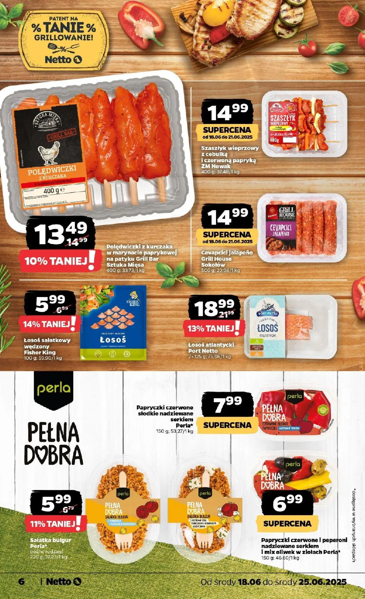 Netto gazetka - Spożywcza od 18.06.2025 | Strona: 6 | Produkty: Grill, Łosoś, Papryka, Sałatka