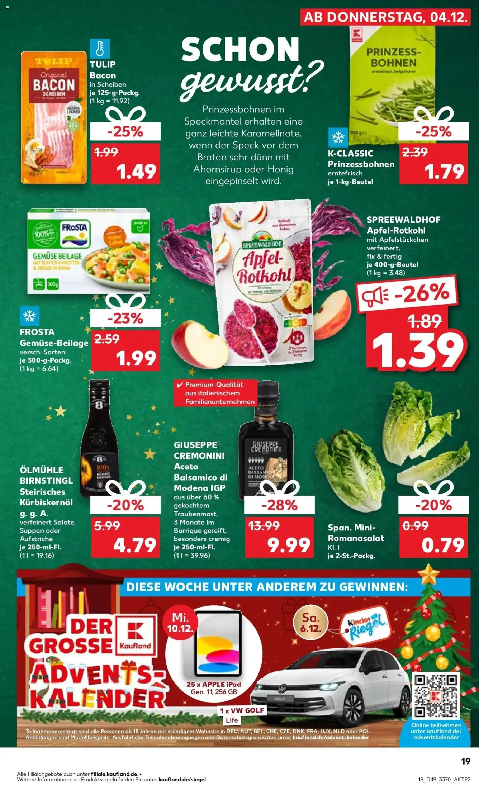 Kaufland prospekt Sondershausen	 – gültig ab 08.12.2025 | Seite: 19 | Produkte: Kürbiskernöl, Balsamico, Äpfel, Frosta