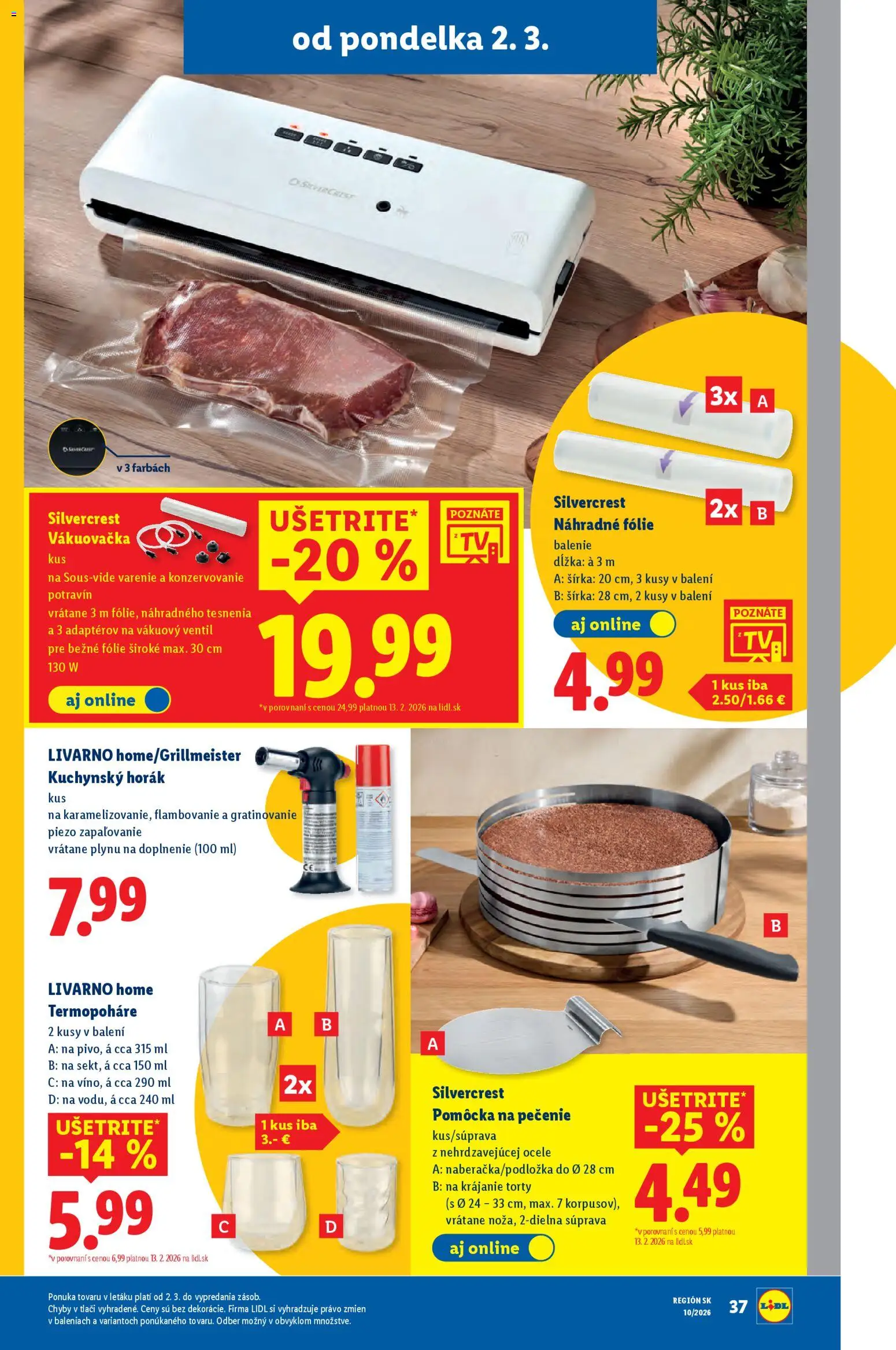 Nové Lidl akcie – leták je platný od 02.03.2026 | Strana: 53 | Produkty: Ventil, Vákuovačka, Torty