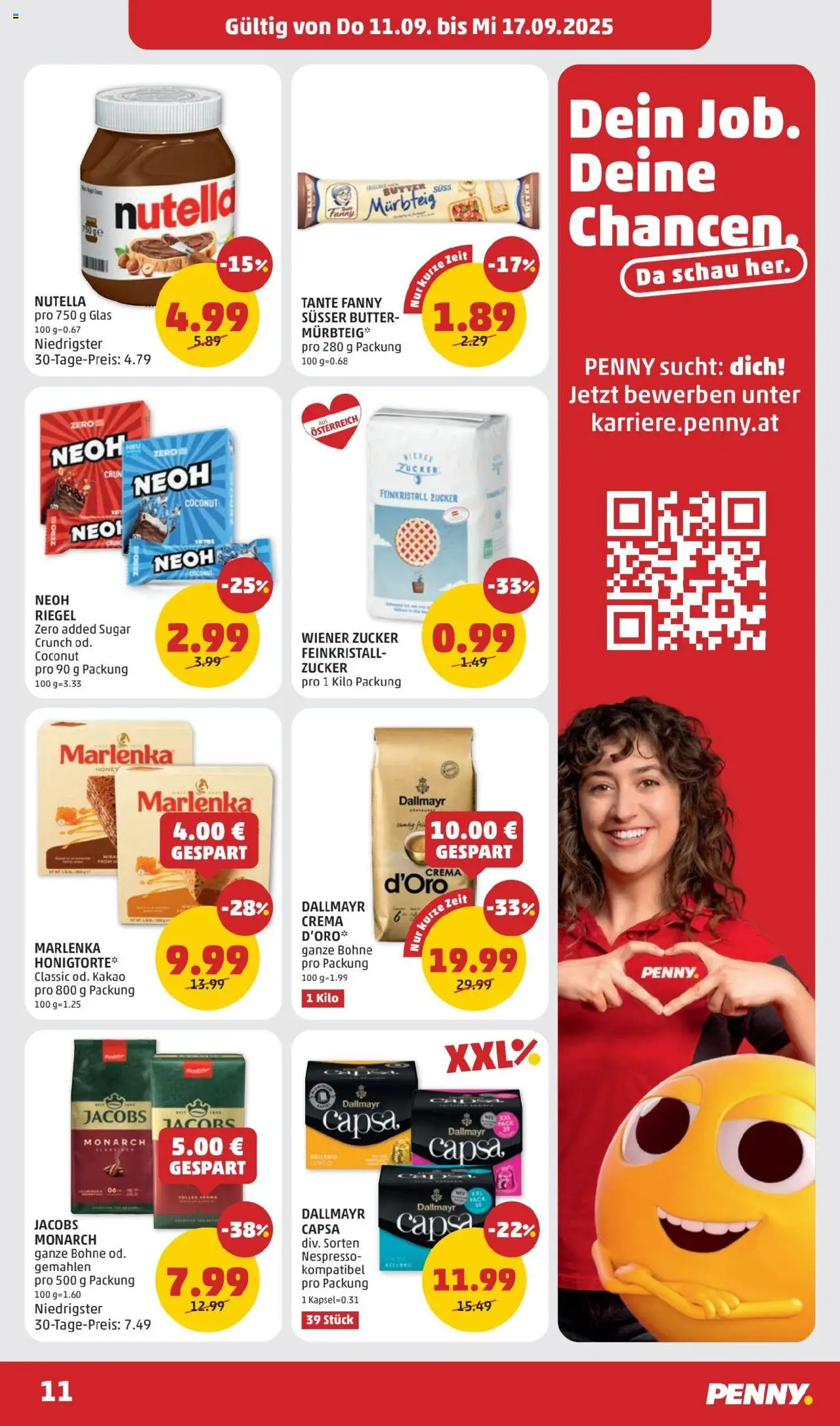 Penny Markt Flugblatt gültig ab 11.09.2025 | Seite: 11 | Produkte: Zucker, Butter