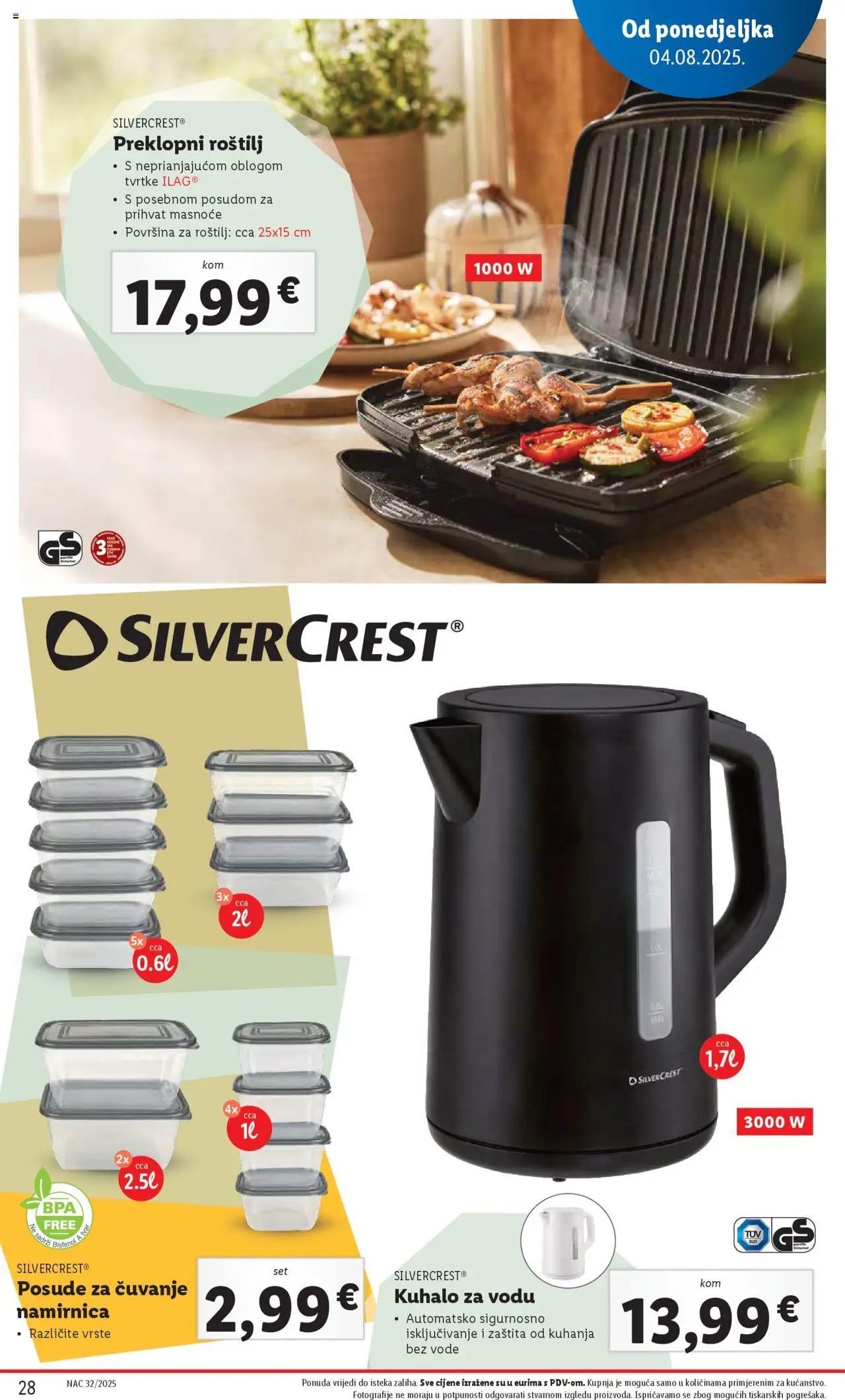 Lidl katalog | vrijedi od 04.08.2025 | Stranica: 28 | Proizvodi: Roštilj, Kuhalo za vodu