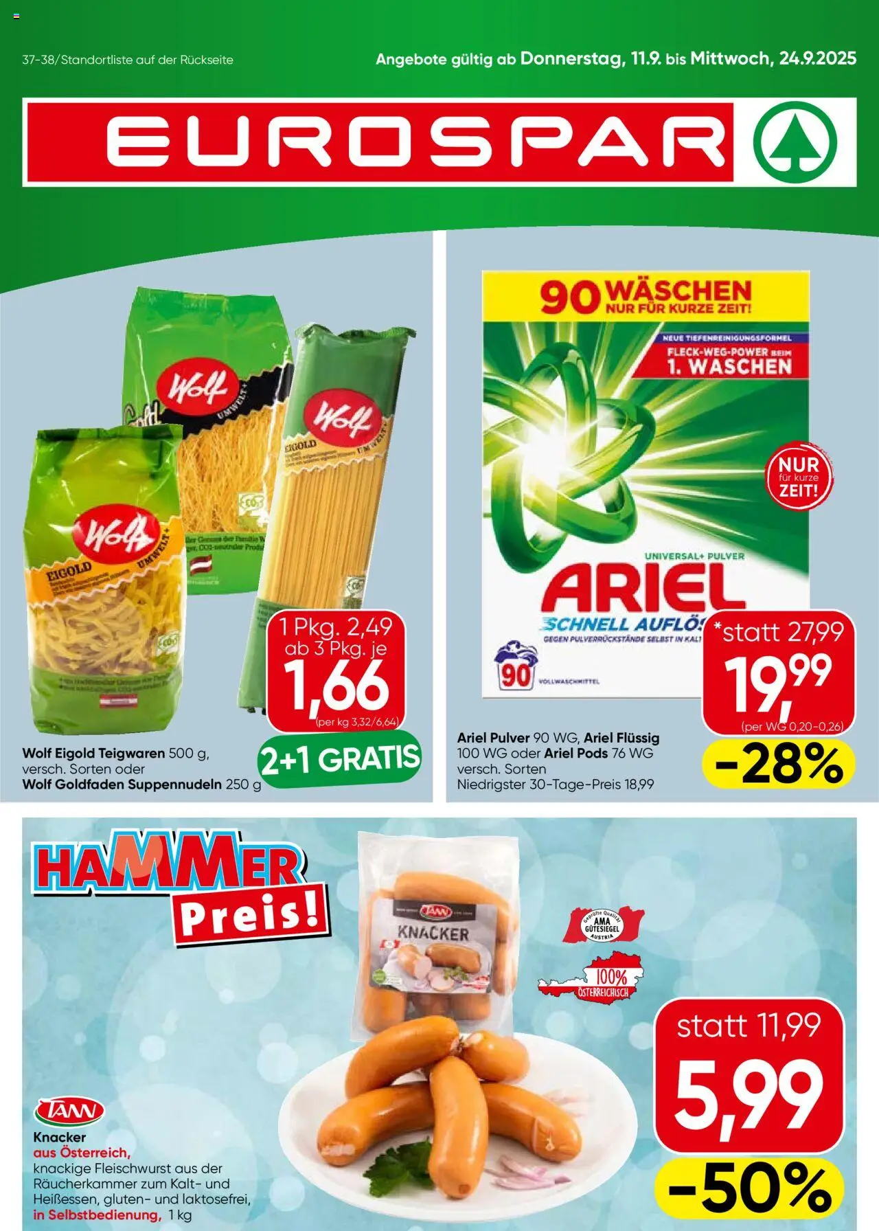 Eurospar Flugblatt gültig ab 11.09.2025 | Seite: 1