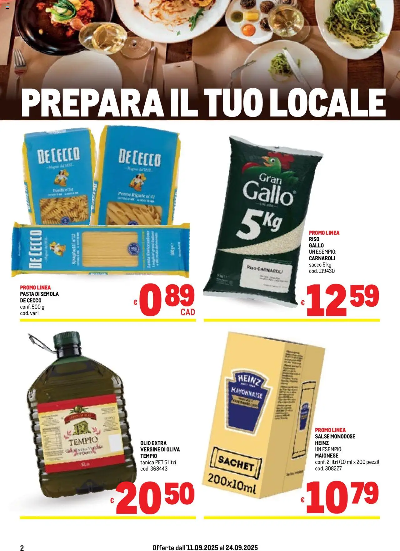 Volantino Metro del 11.09.2025 | Pagina: 2 | Prodotti: Riso Carnaroli, Maionese, Olio, Tanica