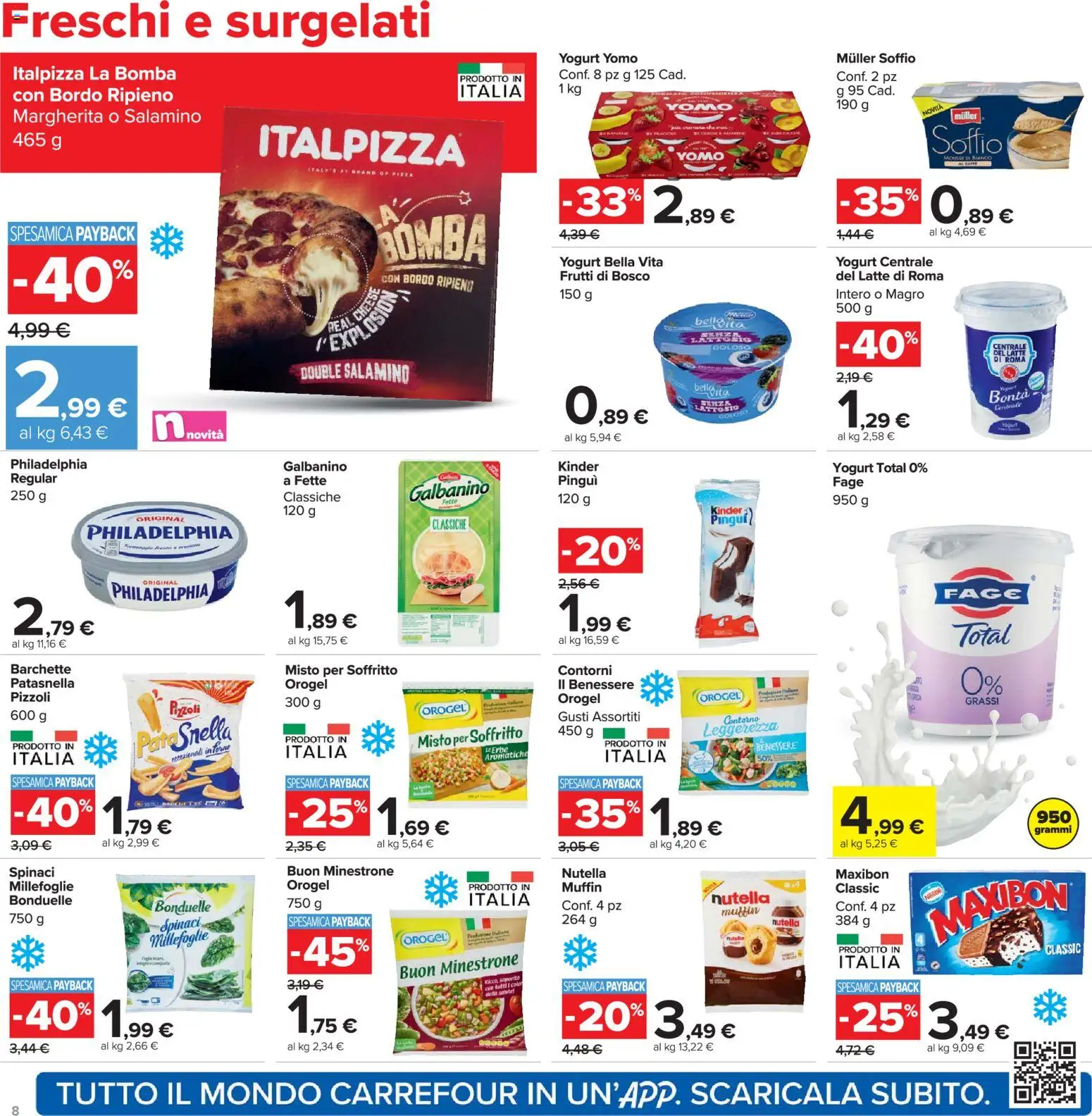 Volantino Carrefour del 02.03.2026 | Pagina: 8 | Prodotti: Yogurt, Spinaci, Nutella, Muffin