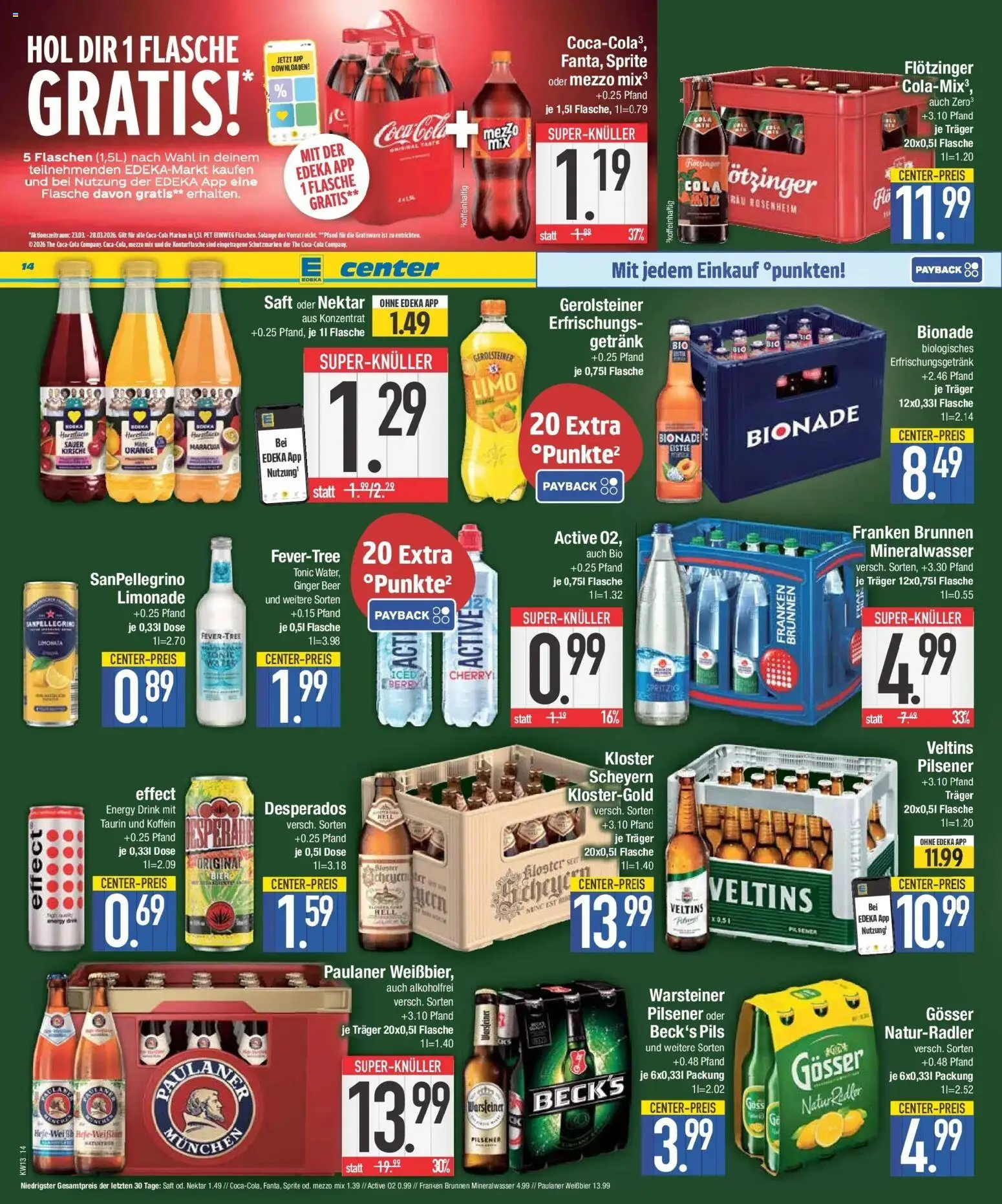 E center Prospekt München	 – gültig ab 23.03.2026 | Seite: 14 | Produkte: Energy, Weißbier, Radler, Warsteiner