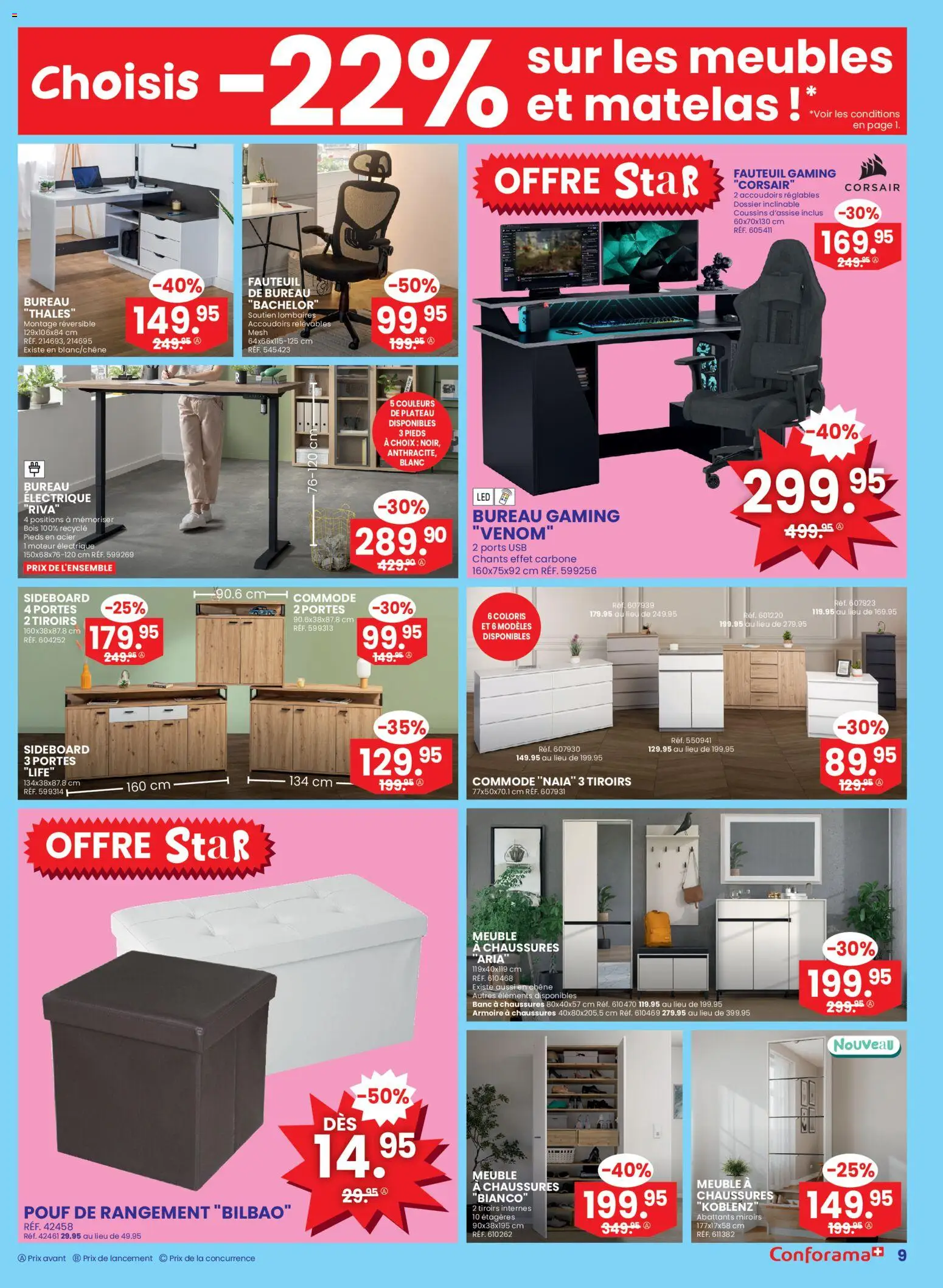 Conforama Aktionen Singles FR – gültig ab 05.11.2025 | Seite: 9 | Produkte: Pouf, Usb, Sideboard