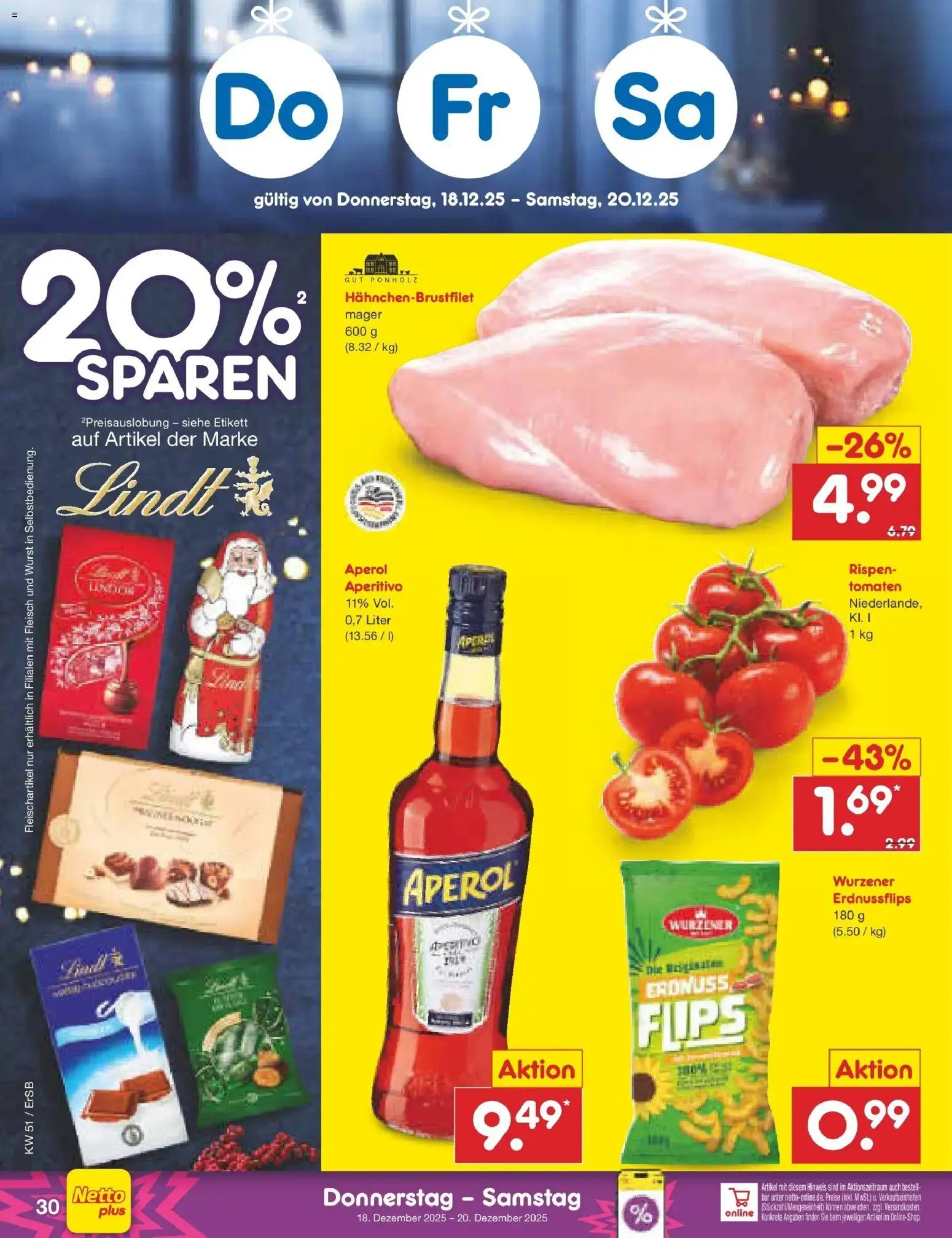 Netto Marken-Discount prospekt Nordhausen	 – gültig ab 15.12.2025 | Seite: 42 | Produkte: Tomaten, Wurst, Aperol, Fleisch