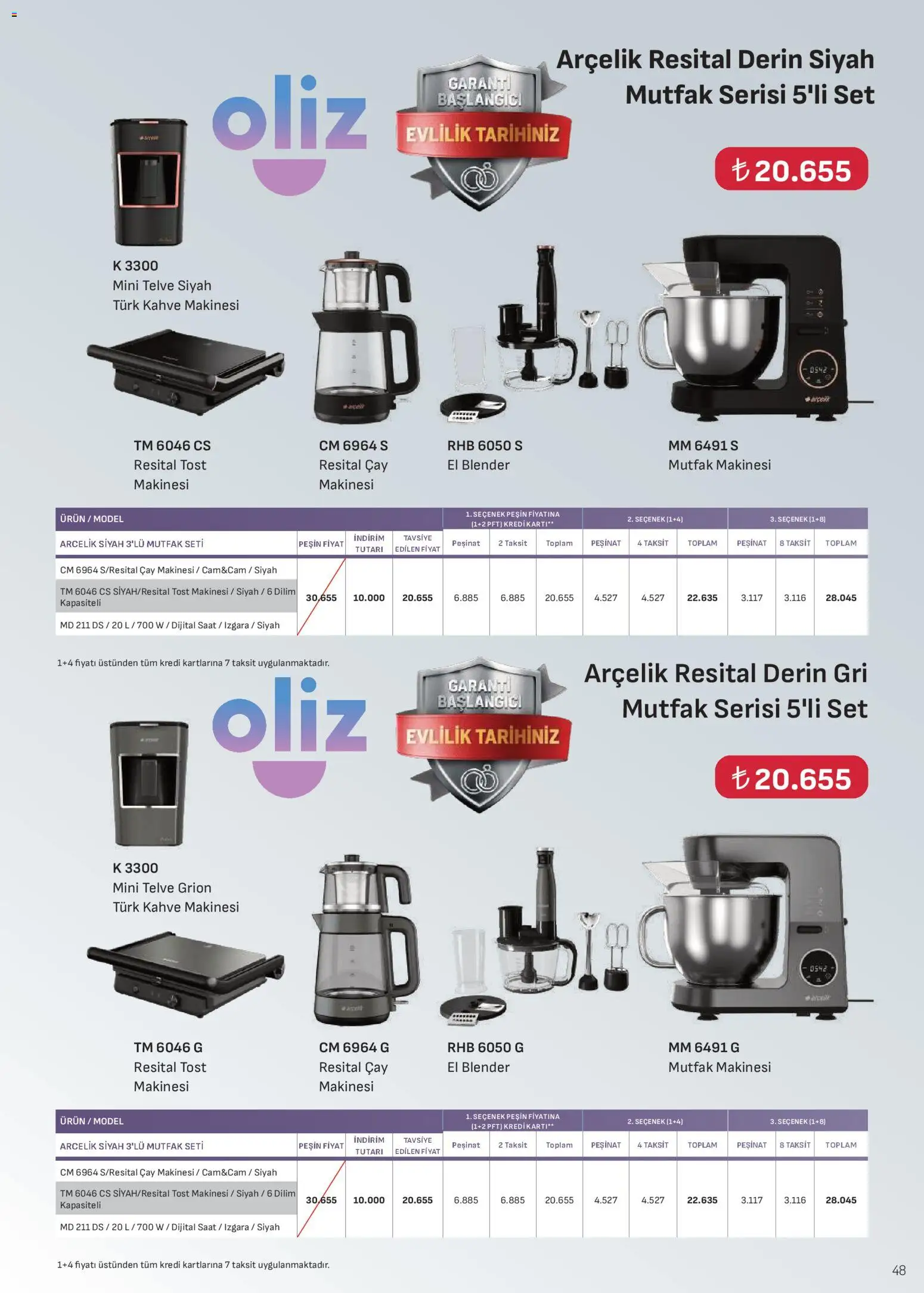 Arçelik Katalog - 01.01.2026 tarihinden itibaren geçerlidir | Sayfa: 48