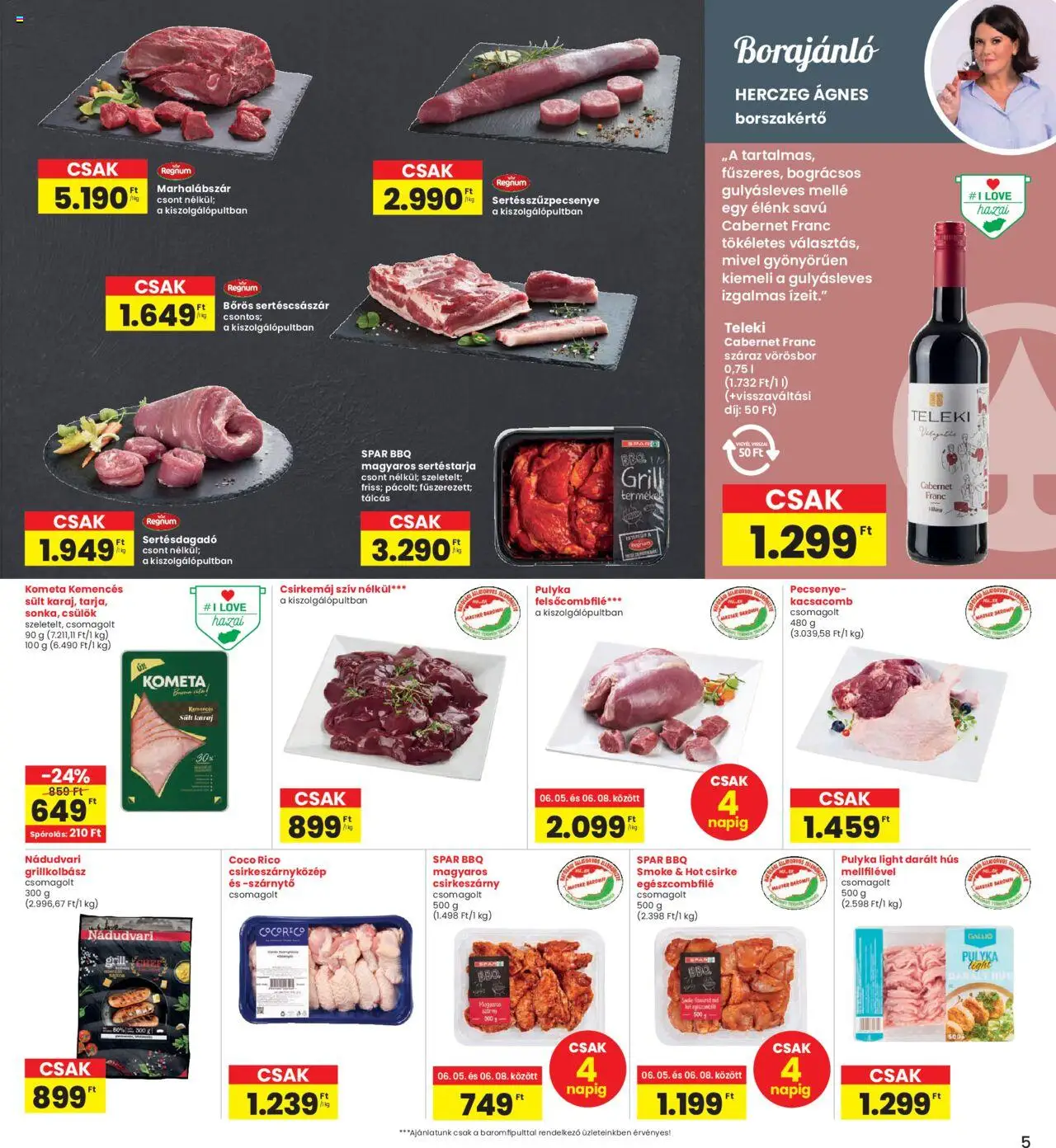 Interspar akciós ujság - amely érvényes a következő dátumtól: 05.06.2025 | Oldal: 5 | Termékek: Sertéstarja, Hús, Karaj, Csirkemáj