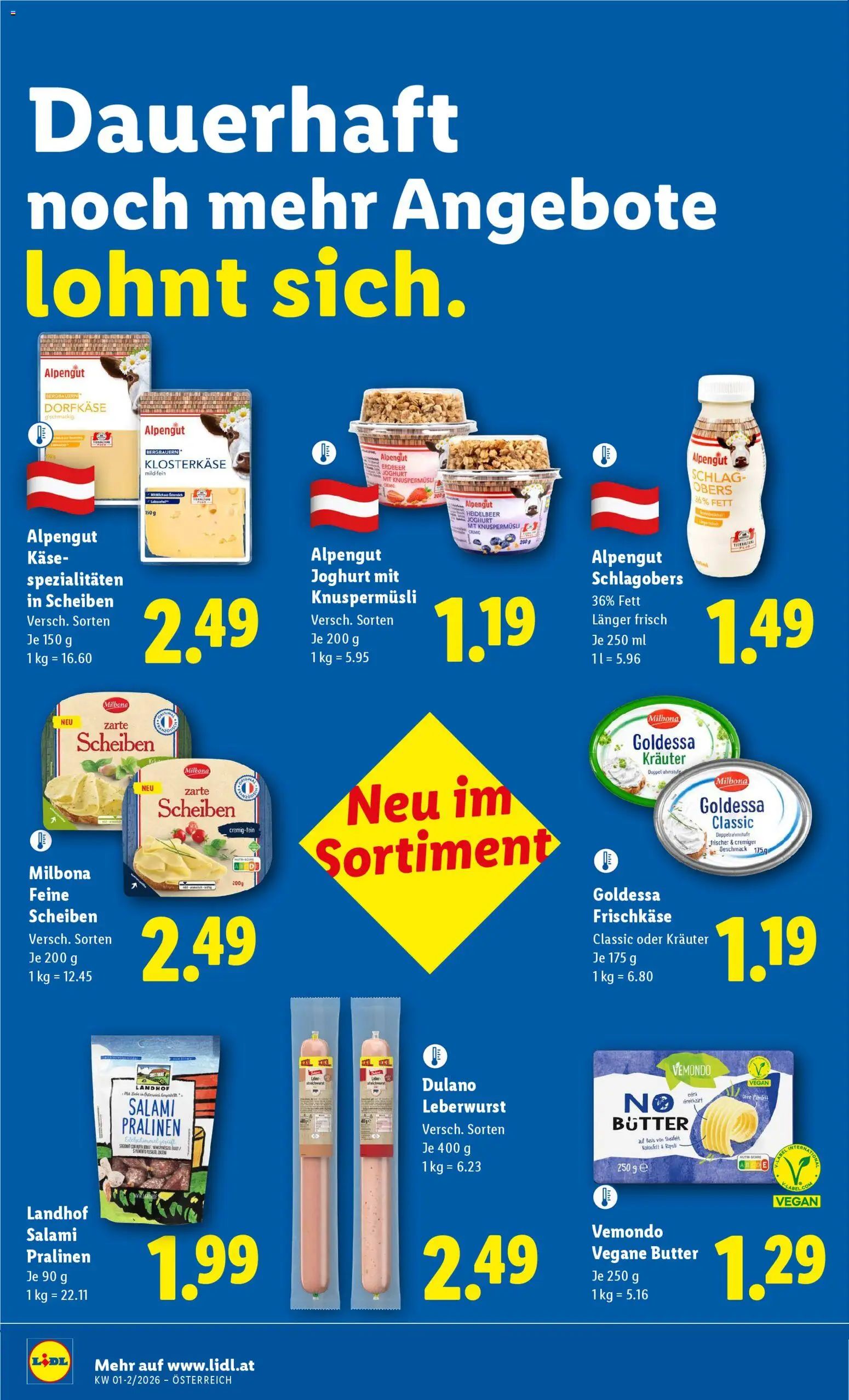 Lidl Wien, Graz, Linz gültig ab 15.01.2026 | Seite: 45 | Produkte: Butter, Käse, Joghurt, Salami
