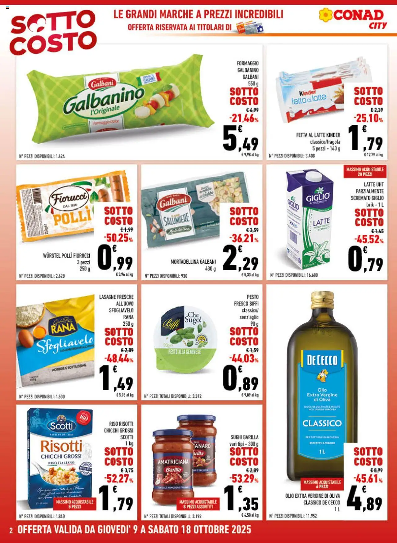 Volantino Conad del 09.10.2025 | Pagina: 2 | Prodotti: Olio, Olive, Lasagna, Pasta
