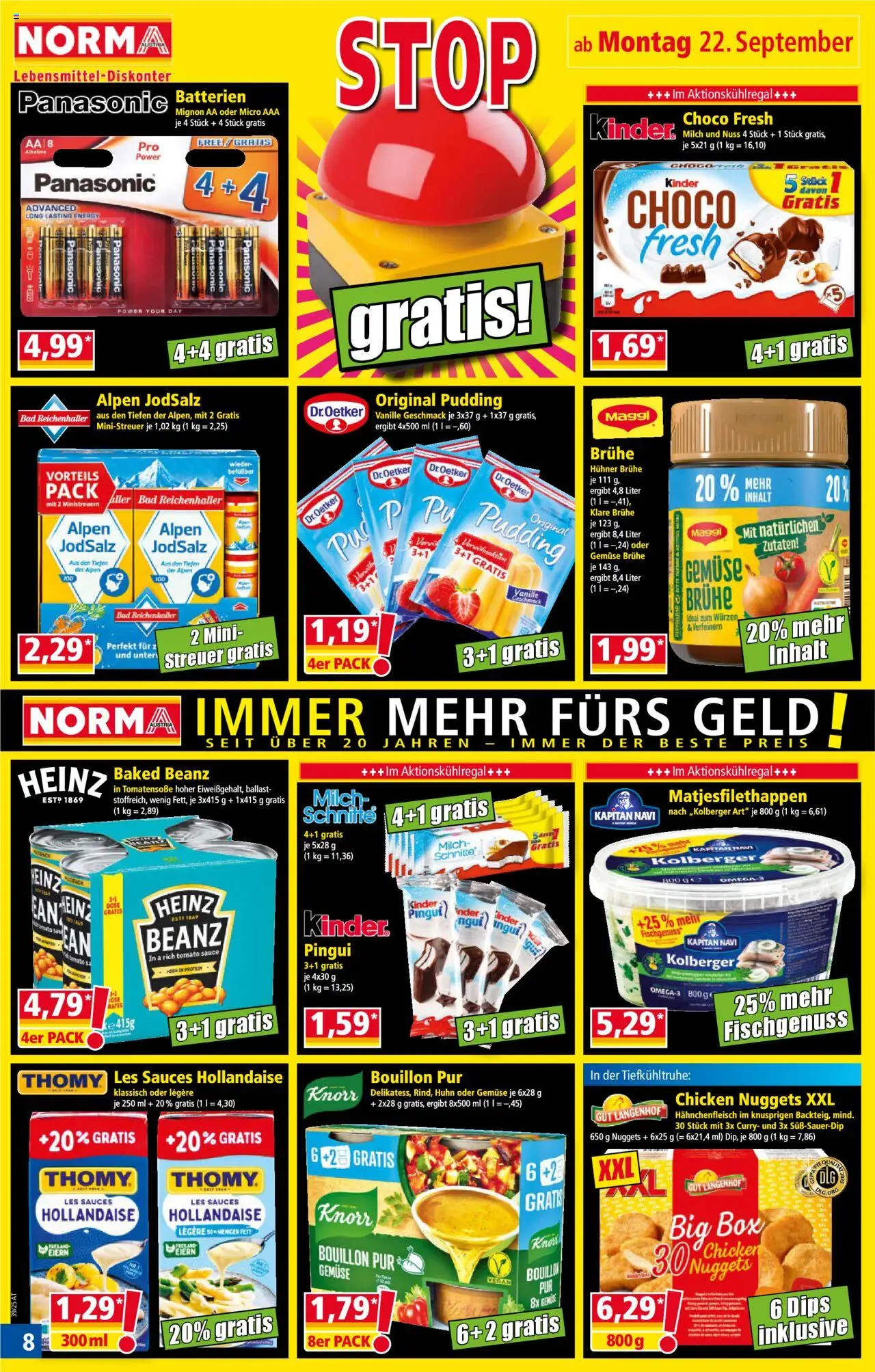 Norma Flugblatt gültig ab 22.09.2025 | Seite: 8 | Produkte: Gemüse, Box, Bad, Milch
