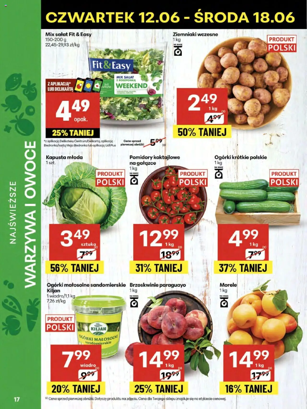 Delikatesy Centrum Gazetka - Sklepy Własne od 12.06.2025 | Strona: 17 | Produkty: Delikatesy, Morele, Ziemniaki, Warzywa