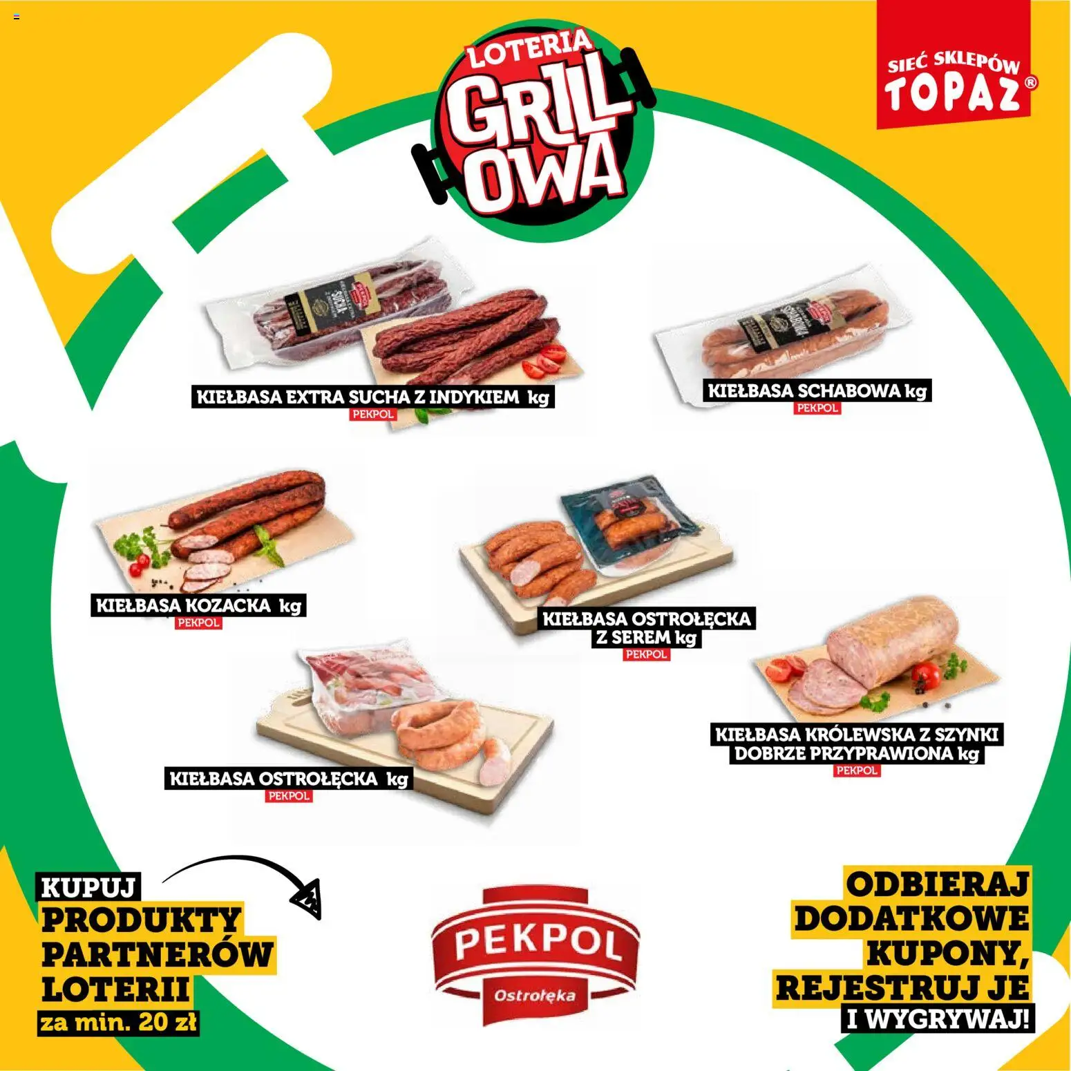 Topaz gazetka - Kupuj, Grilluj I Wygrywaj od 20.04.2026 | Strona: 57 | Produkty: Kiełbasa, Grill