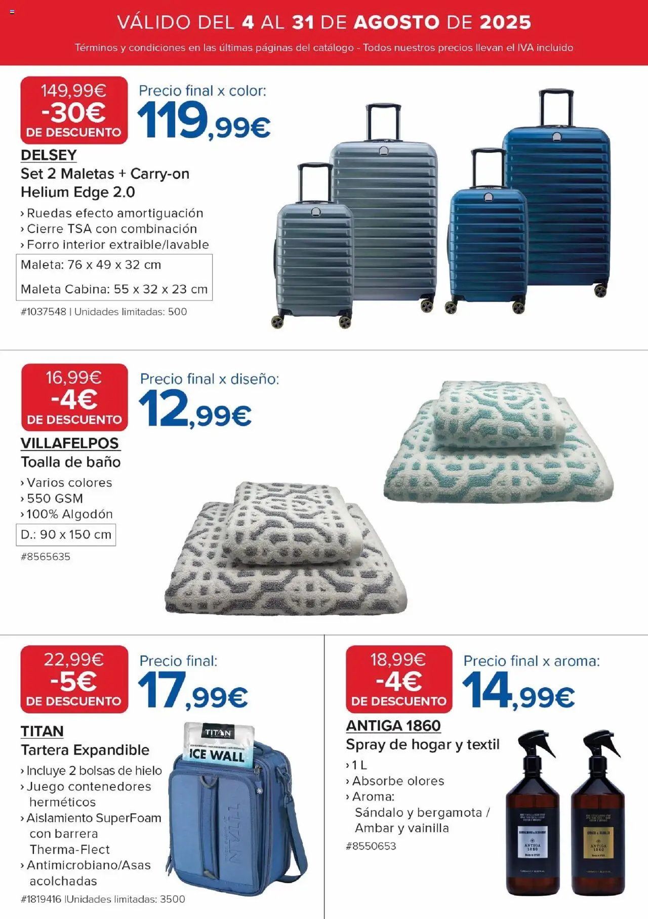 Costco catálogo │ válido desde el 04.08.2025 | Página: 9 | Productos: Toalla de baño, Ηλεκτρονικα ειδη, Maleta, Baño