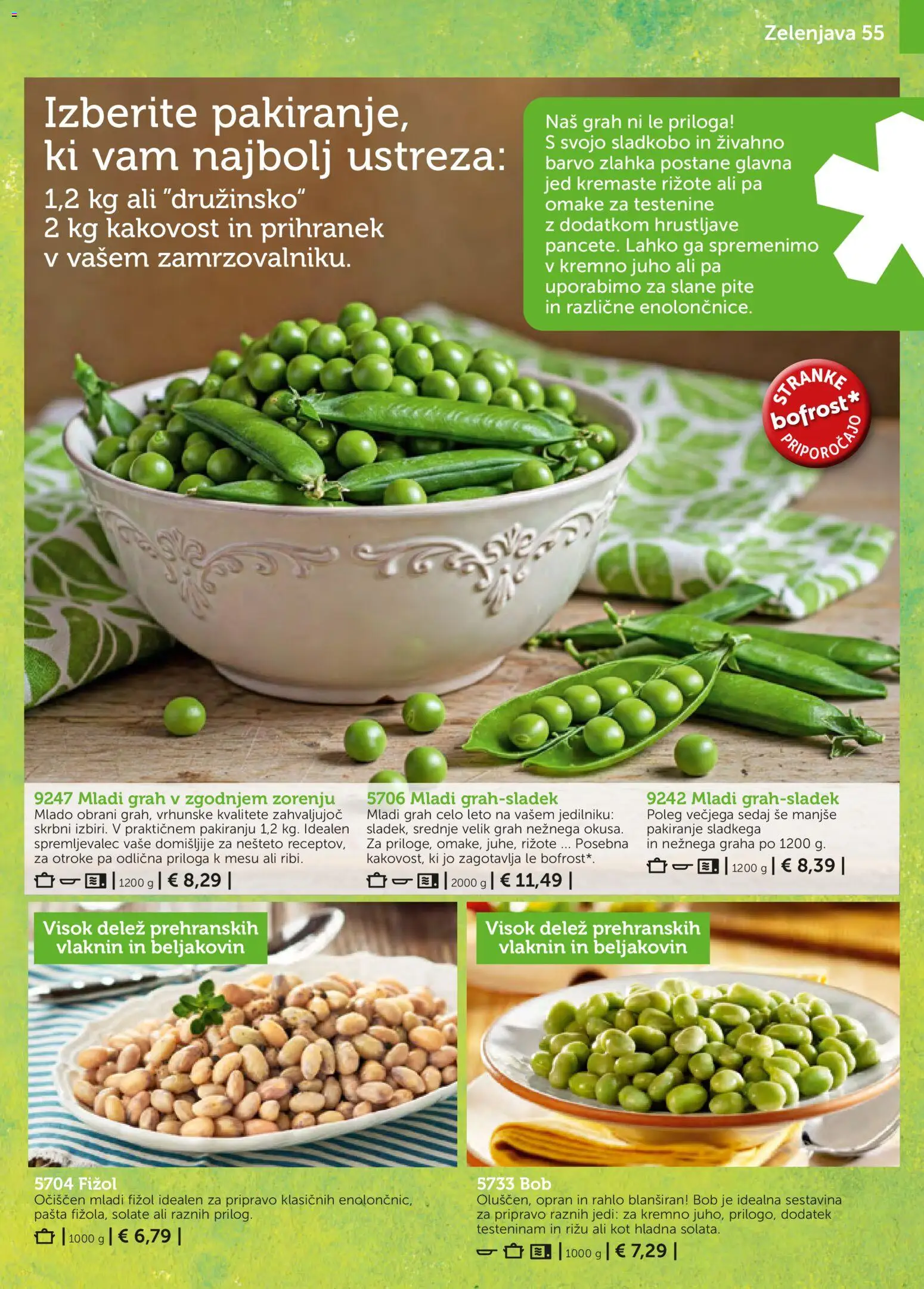 Novi Bofrost katalog ponudbe – veljaven od 01.11.2025 | Stran: 55 | Izdelki: Testenine, Zelenjava, Grah