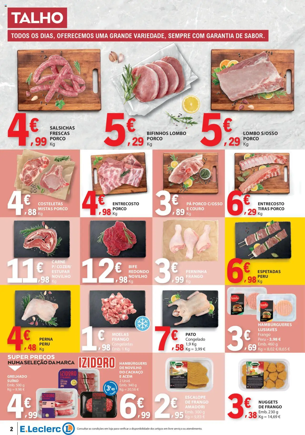 E.Leclerc folheto │ válido de 14.08.2025 | Página: 2 | Produtos: Peru, Lombo, Pá, Moelas