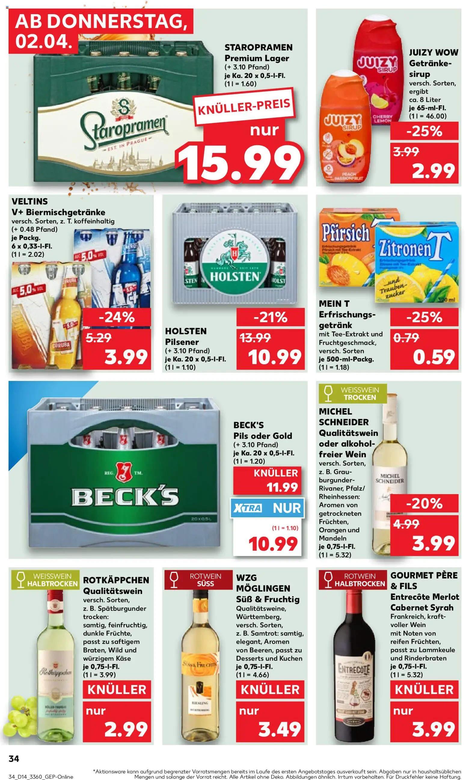 Kaufland Prospekt Potsdam	 – gültig ab 02.04.2026 | Seite: 32 | Produkte: Rotwein halbtrocken, Orangen, Pfirsich, Zitronen