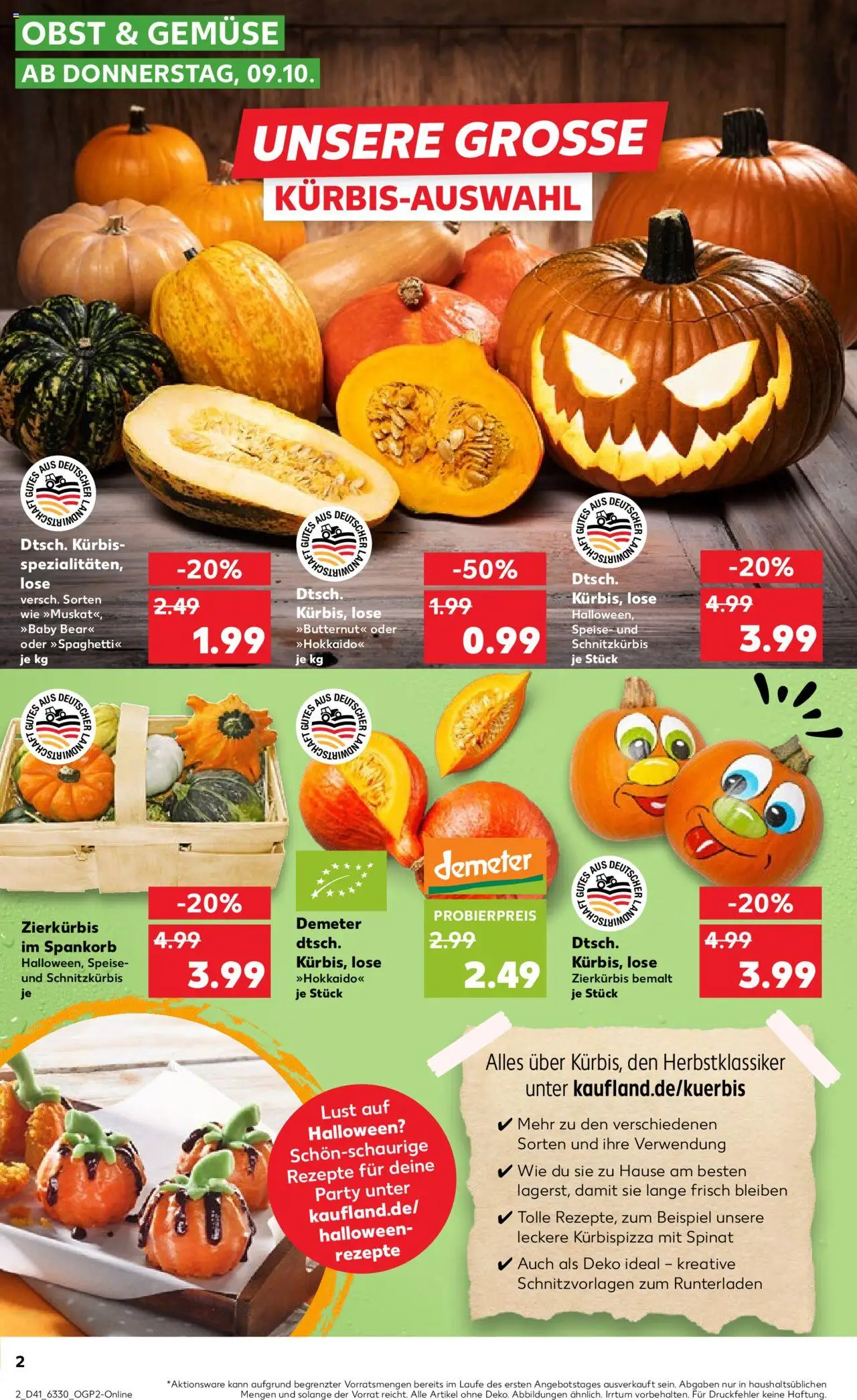 Kaufland prospekt Kiel	 – gültig ab 09.10.2025 | Seite: 2 | Produkte: Gemüse, Obst, Kürbis