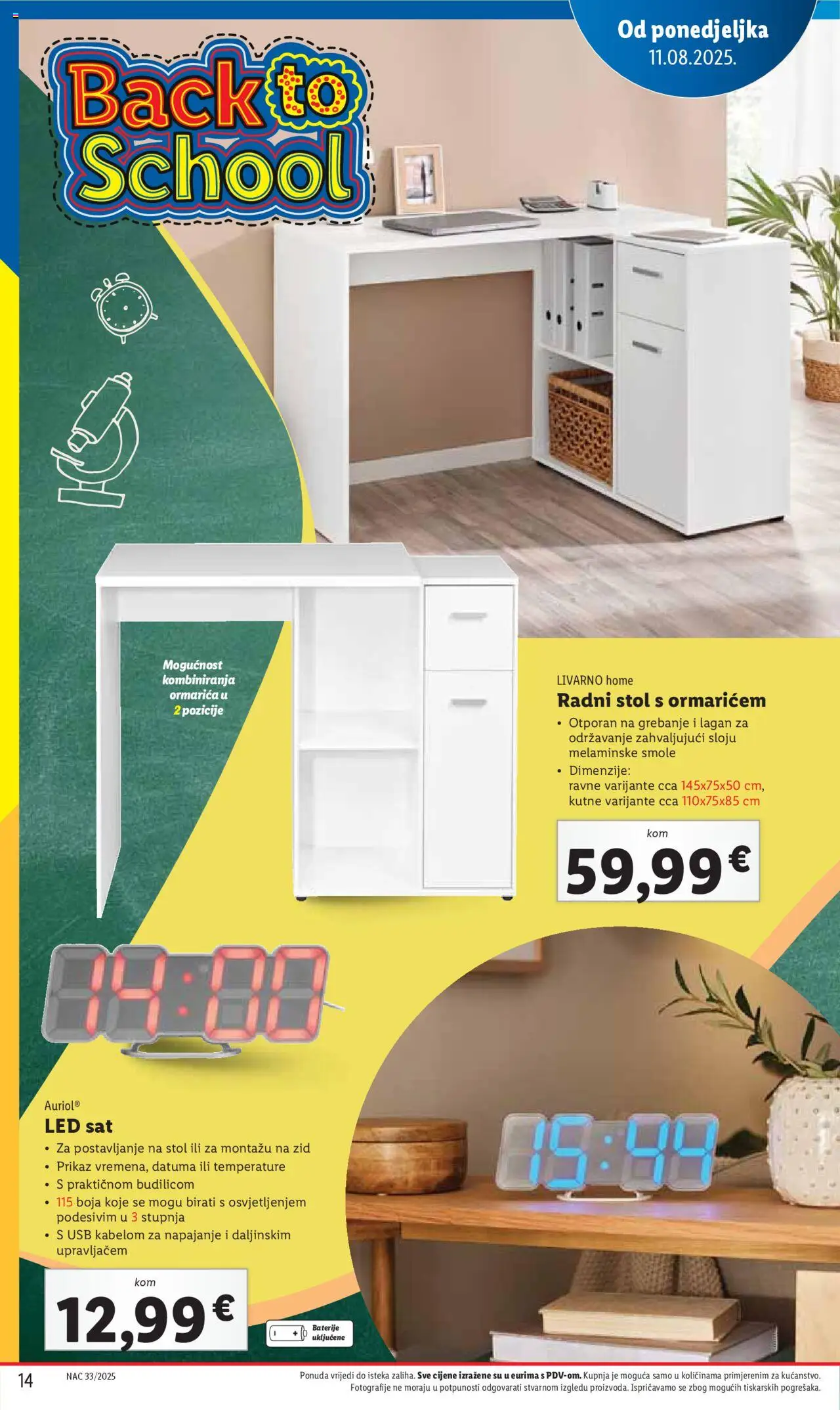 Lidl katalog | vrijedi od 31.07.2025 | Stranica: 14 | Proizvodi: Stol, Radni stol, Baterije, USB
